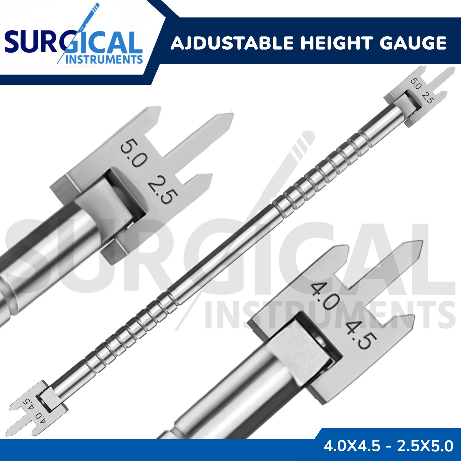 Bracket Height Gauge Adjustable 2.5mm-5.0mm Dental Orthodontic German Grade