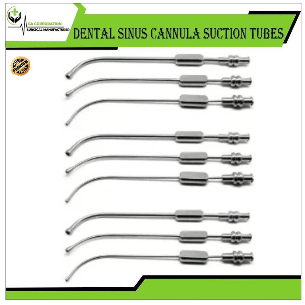 9 Pcs Dental Sinus Cannula Suction Tubes 2.5mm, 3mm, 4mm Surgical Instruments