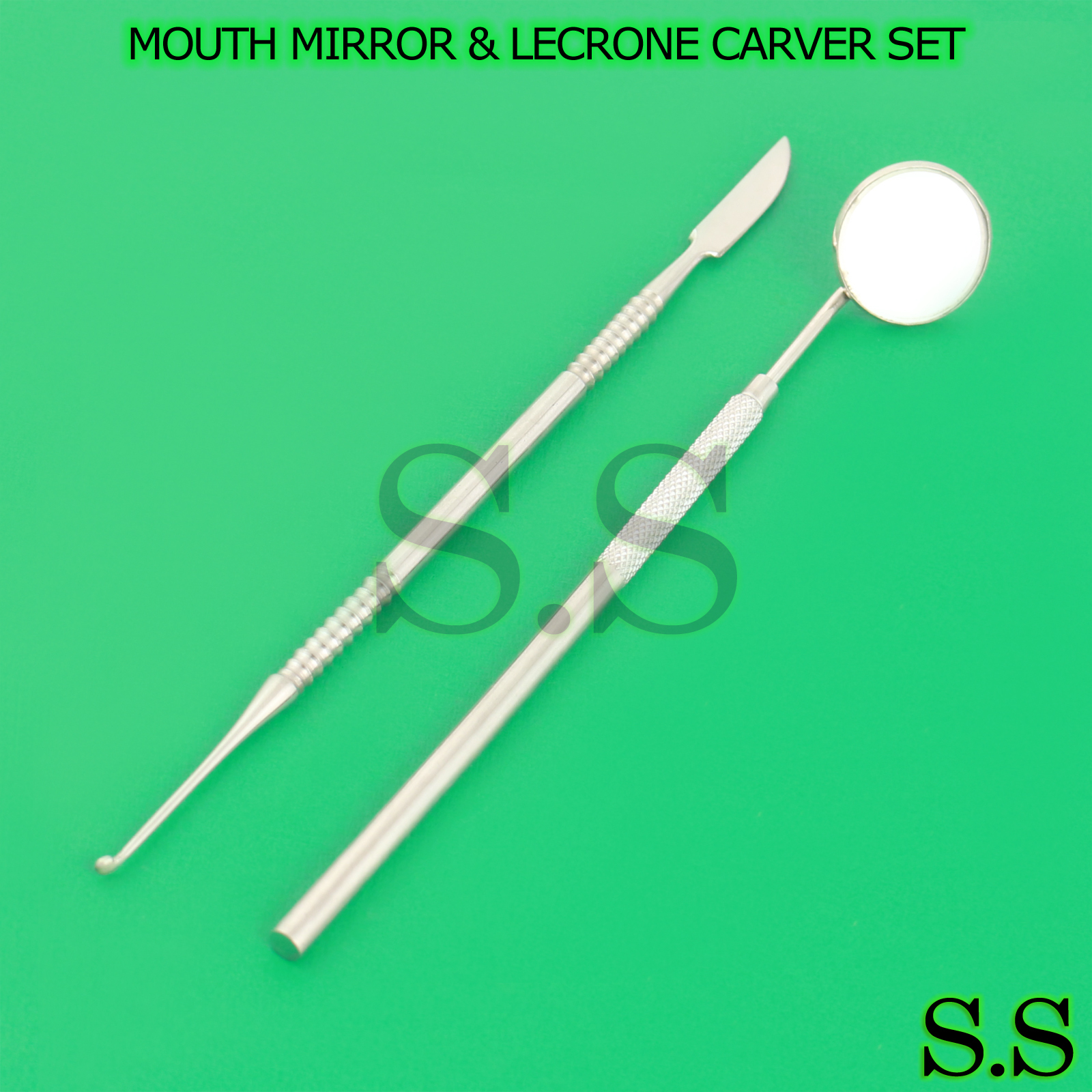 DENTAL EXAMINATION TOOLS MOUTH MIRROR NO 5 WITH HANDLE AND LECRONE CARVER
