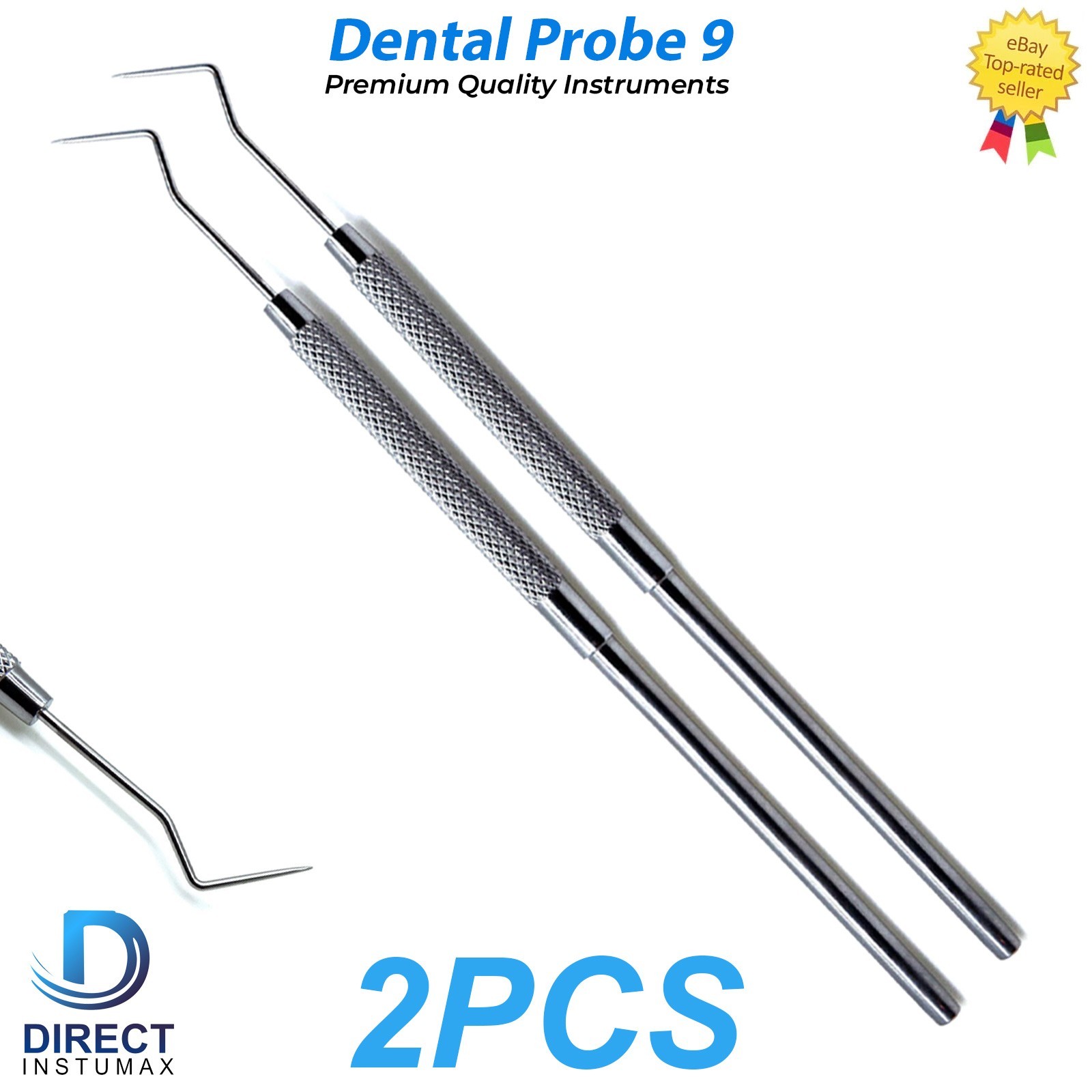 Dental Probe 9 Explorer Stainless Steel Diagnostic Instrument Double Ended Tool