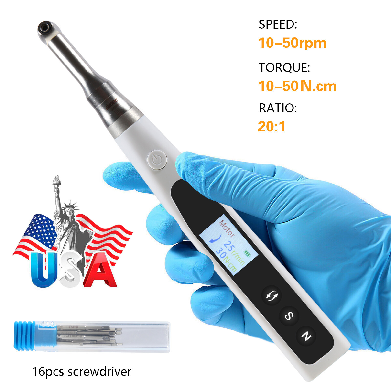 Dental 20:1 Wireless Universal Implant Torque Wrench Electric Driver Kit SANDENT