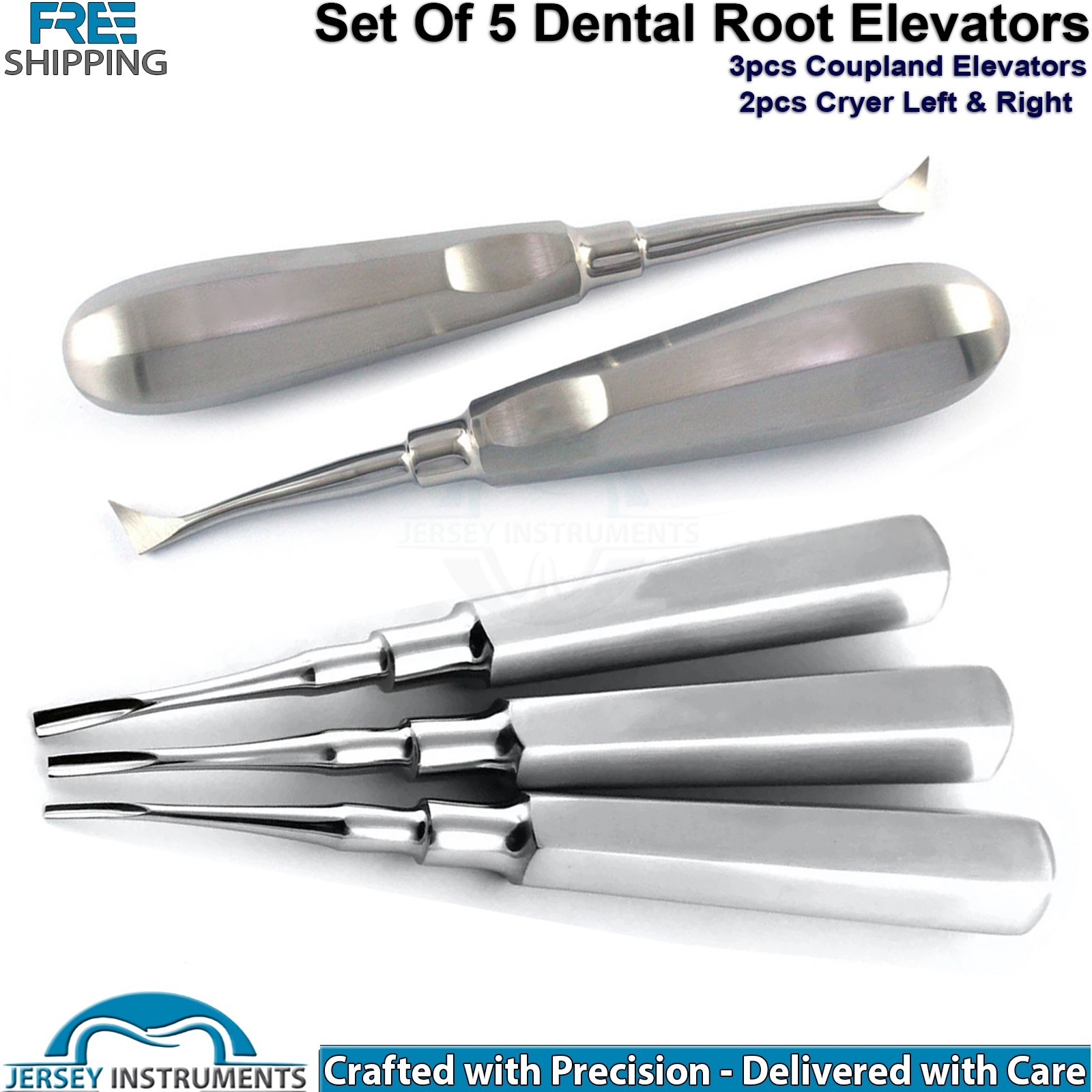 5 Pieces Set Dental Luxation Elevators Cryer Left Right & Coupland 2mm 3mm 4mm