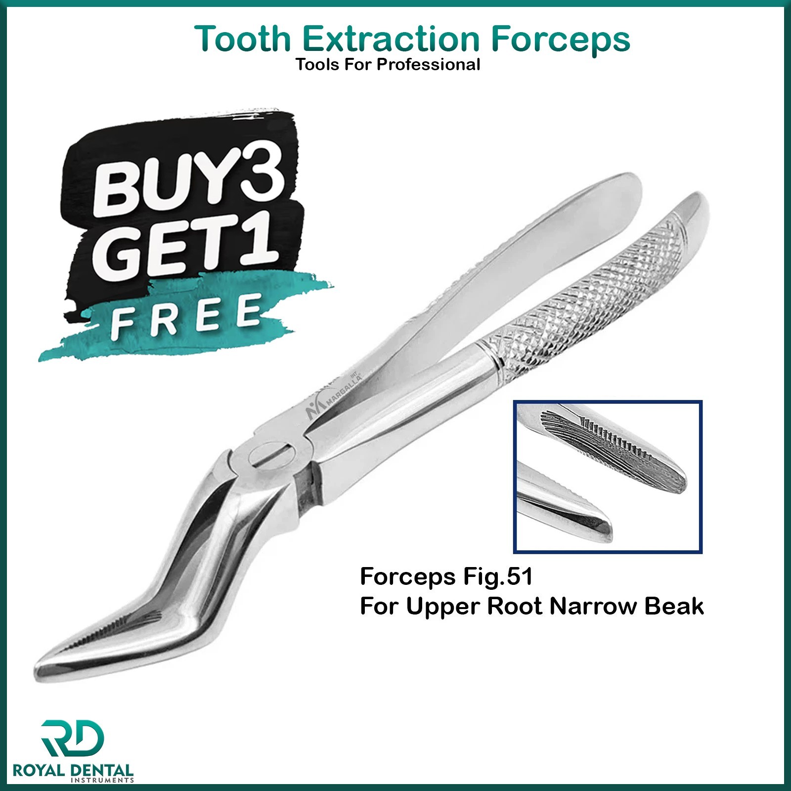 Tooth Extraction Forceps Fig. 51A for Upper Roots Extracting Forceps Pliers Lab