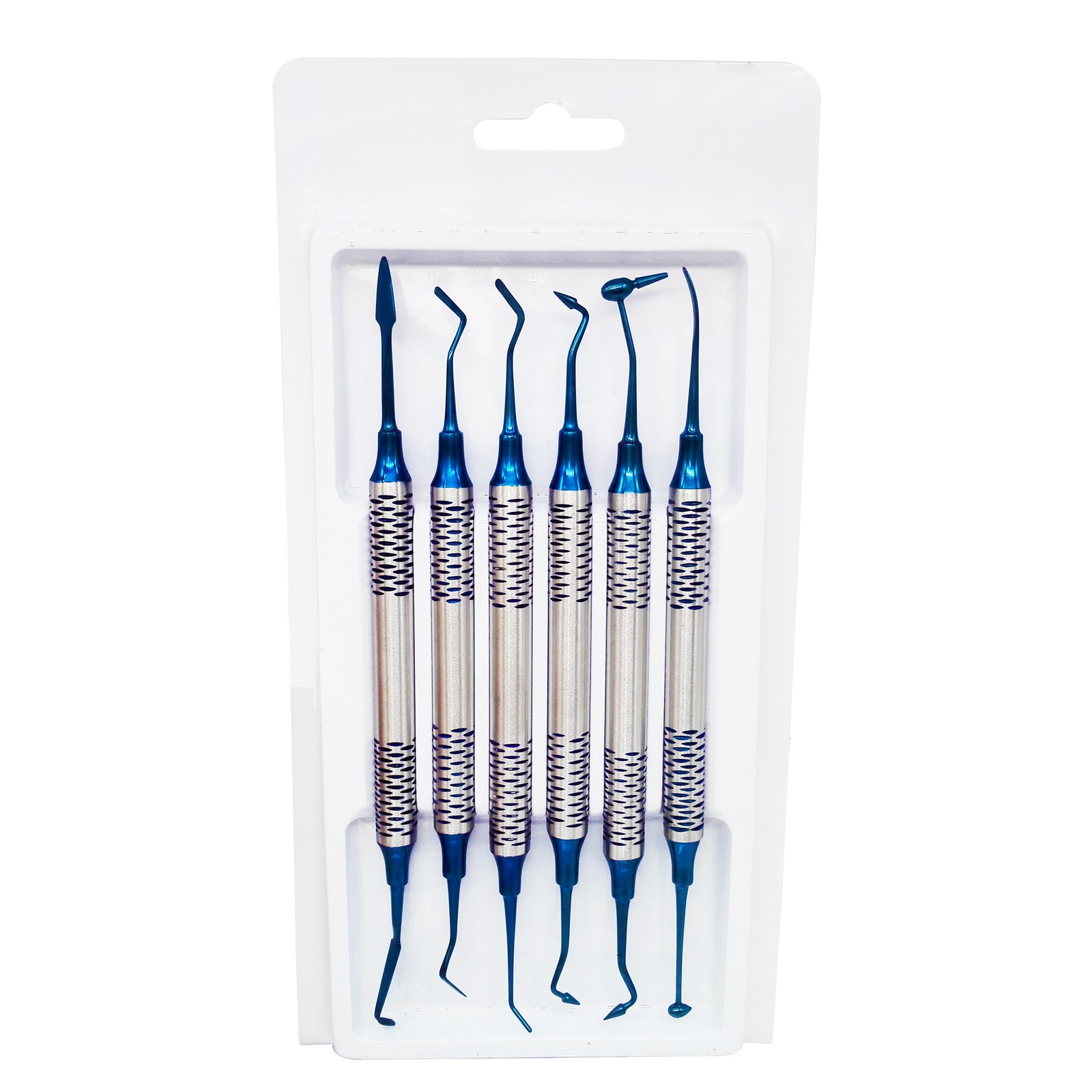 Dental Composite Filling Instrument Blue Titanium Coated Restorative Kit 6 Pcs