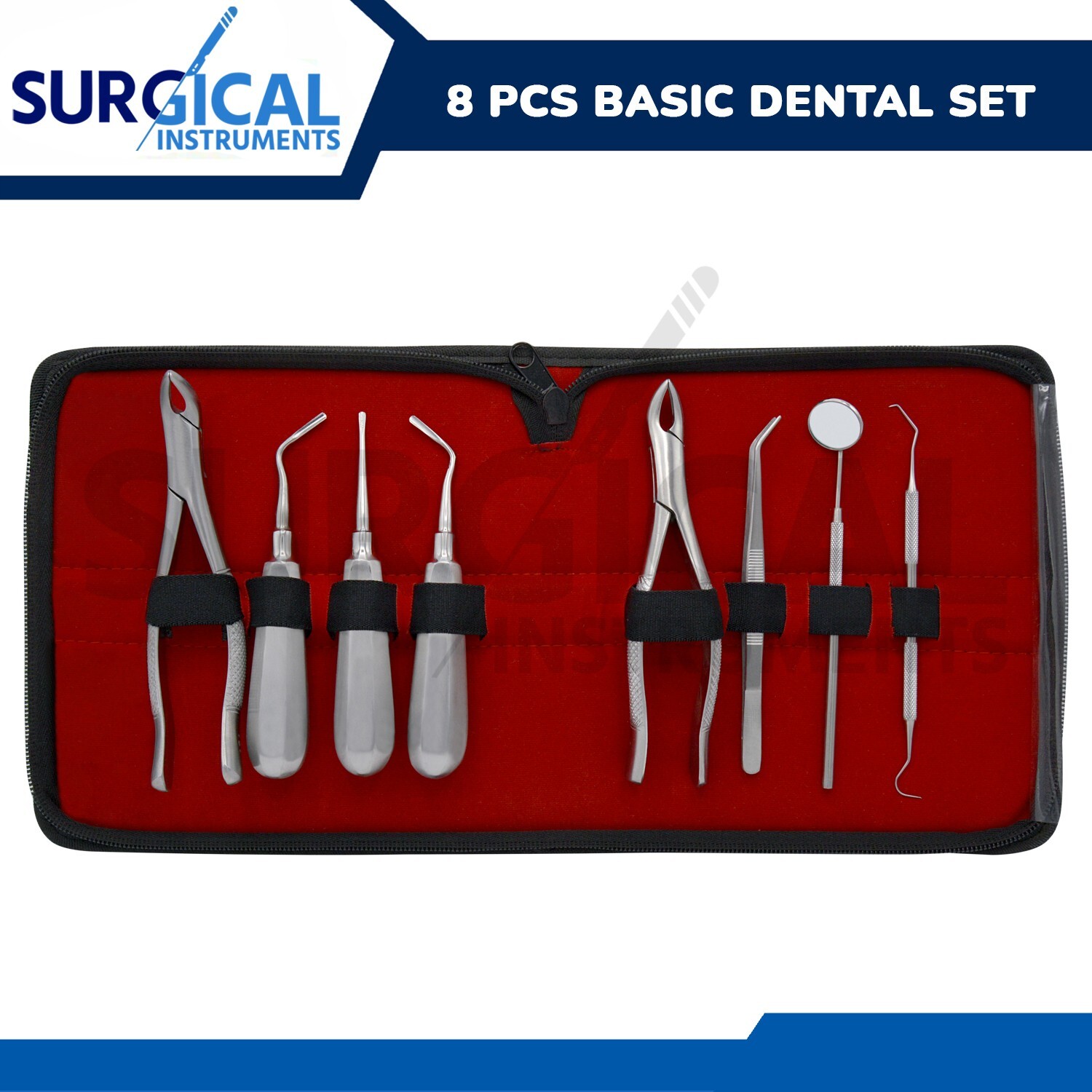 8 Pcs Basic Dental Surgery Extraction Forceps Elevators Set Kit German Grade