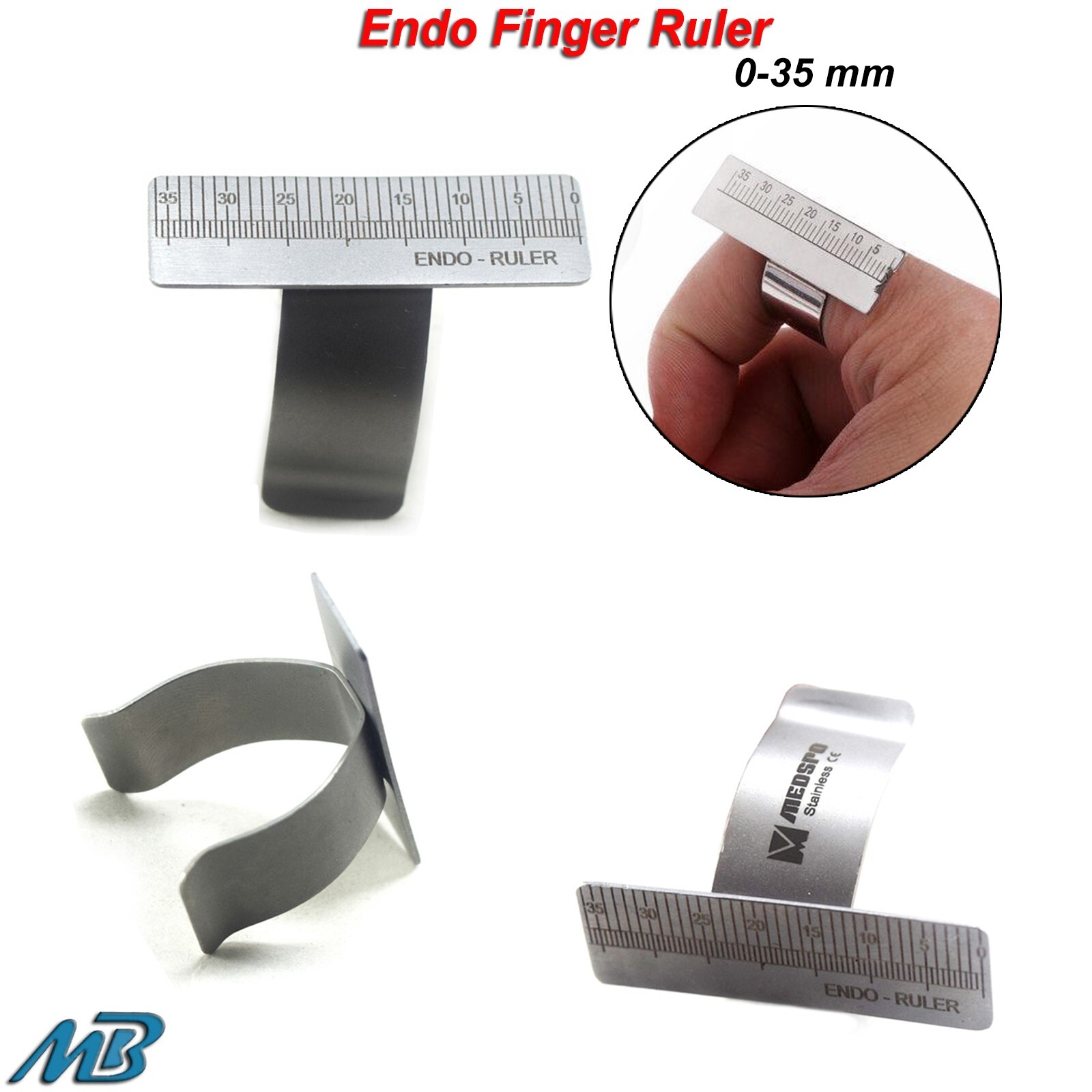 Dental Endo Finger Ruler Span Measuring Scale Endodontic Ring Adjustable 0-35 mm