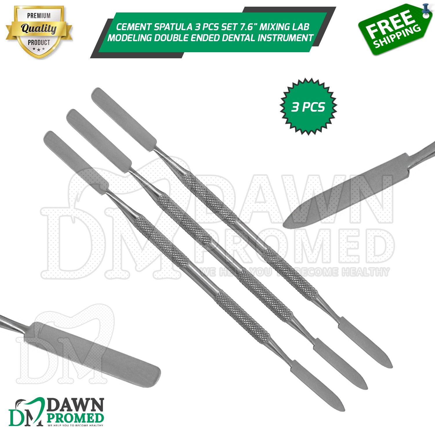 Cement Spatula 3 Pcs 7.6″ Mixing Lab Modeling Double Ended Dental Inst German Gr