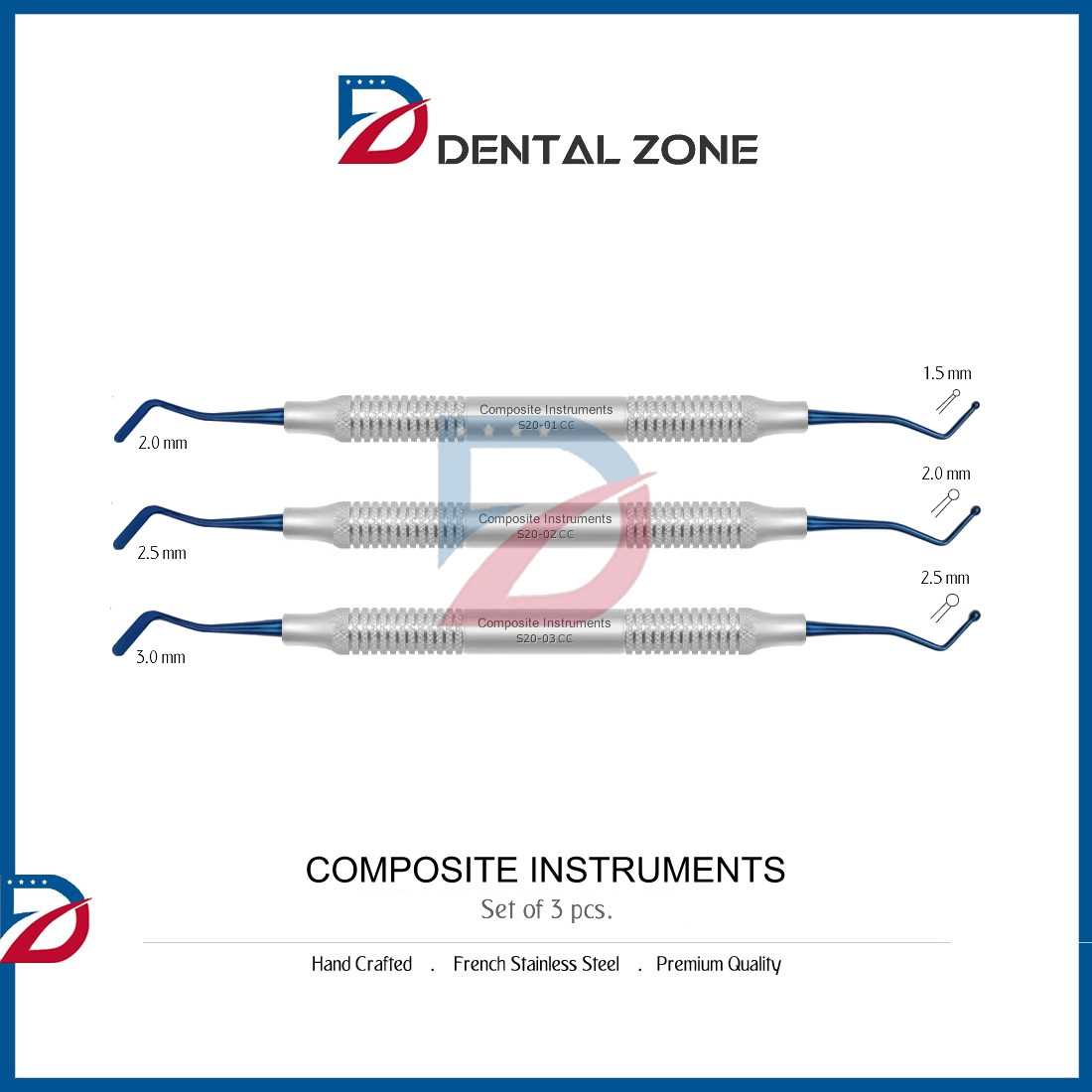 DENTAL COMPOSITE FILLING INSTRUMENTS PLASTIC BALL TIP BURNISHER *SET OF 3* NEW