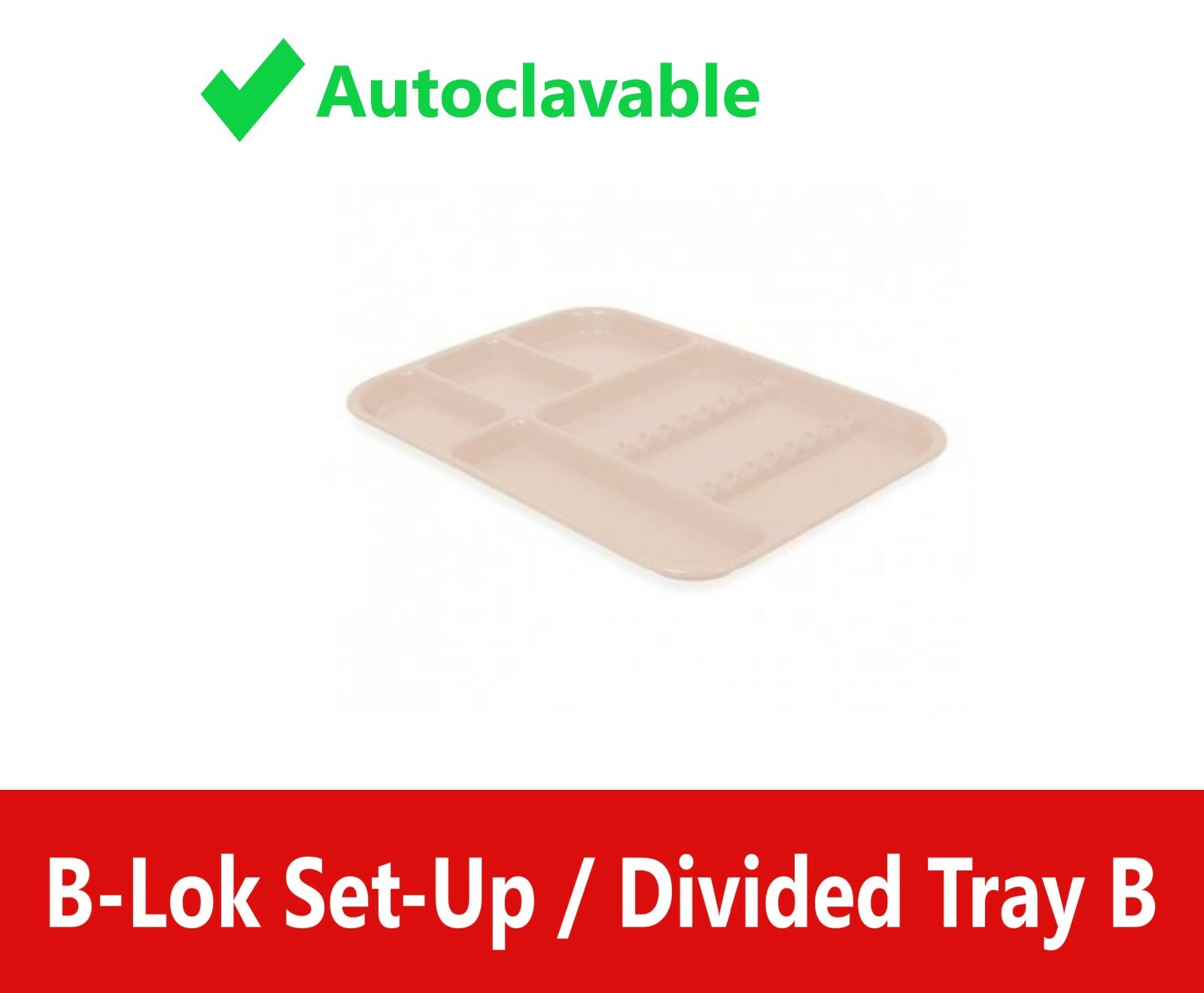 1PC Dental Instrument Set-up Tray Divided Sterilized Fully Autoclavable, Size B
