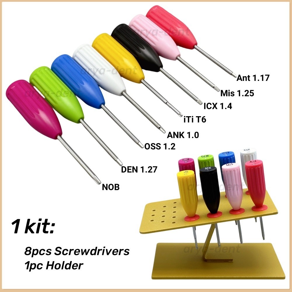 Dental Implant Screwdriver Kit Micro Hand Screw Driver Abutment Tool with Holder