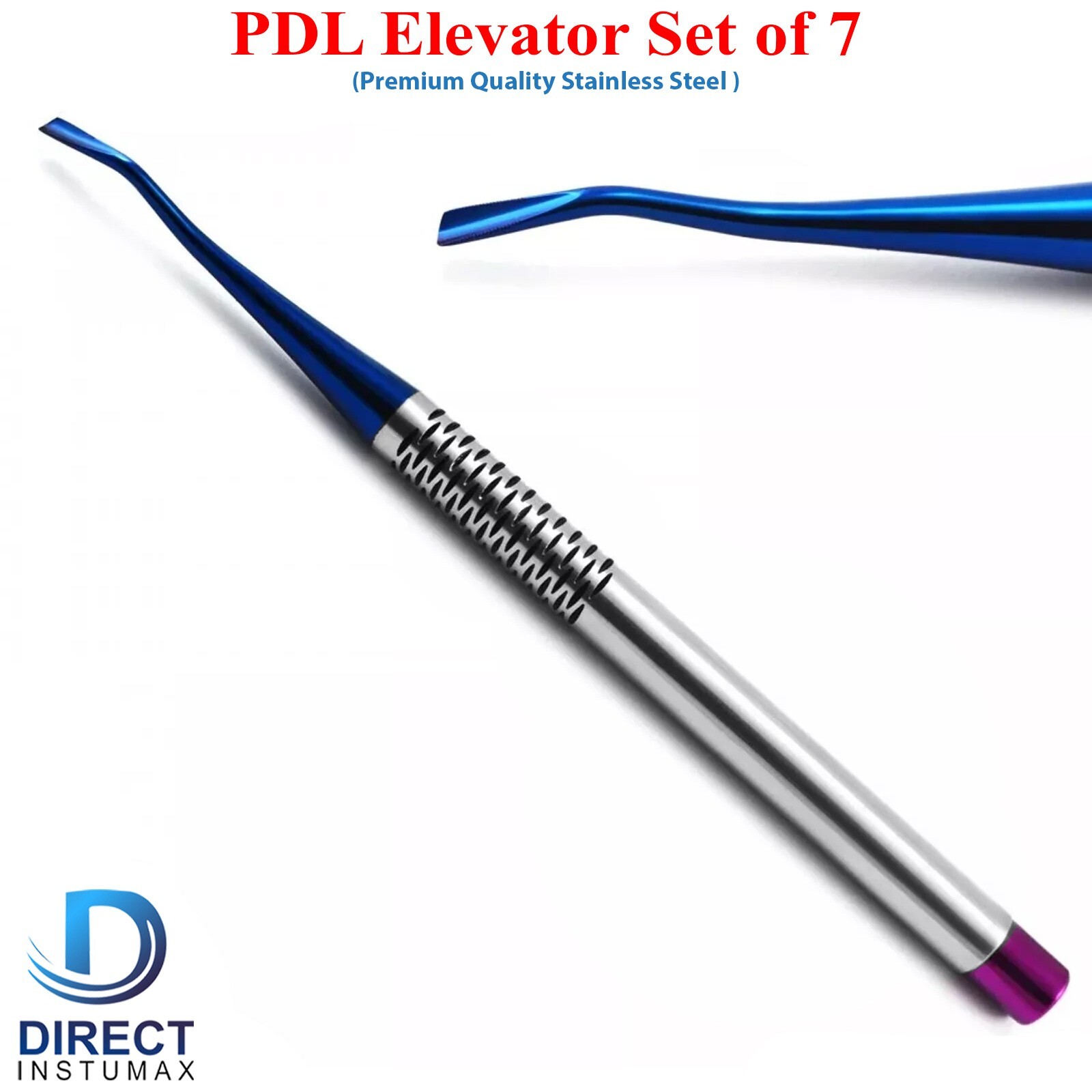 7 Blue Root Elevator Luxating PDL Dental Instruments Implant Titan Surgical NEW