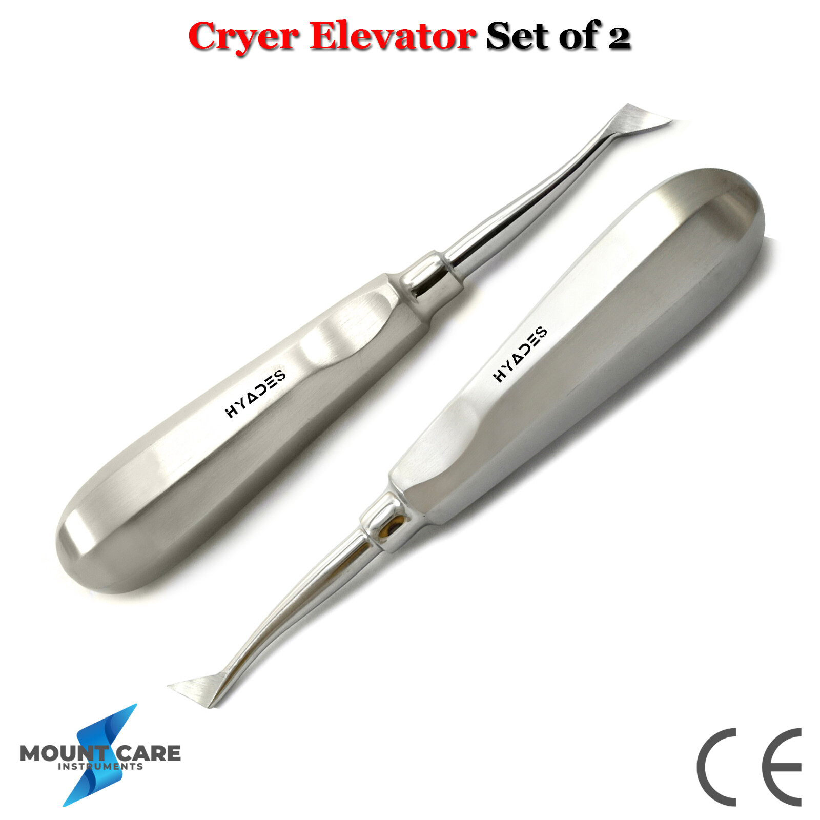 Set Of 2 Dental Elevators Cryer Left & Right Tooth Extracting Oral Surgery Tools