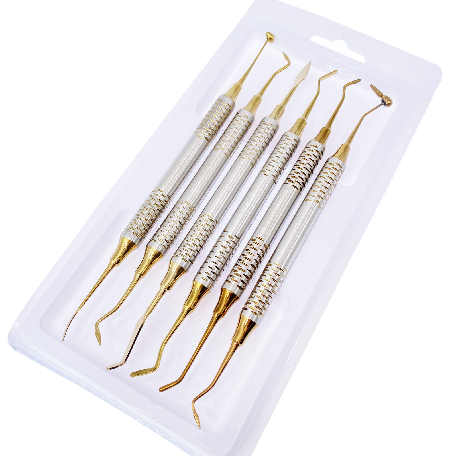 6 Pcs Dental Composite Filling Instrument Gold Coated Restorative Kit