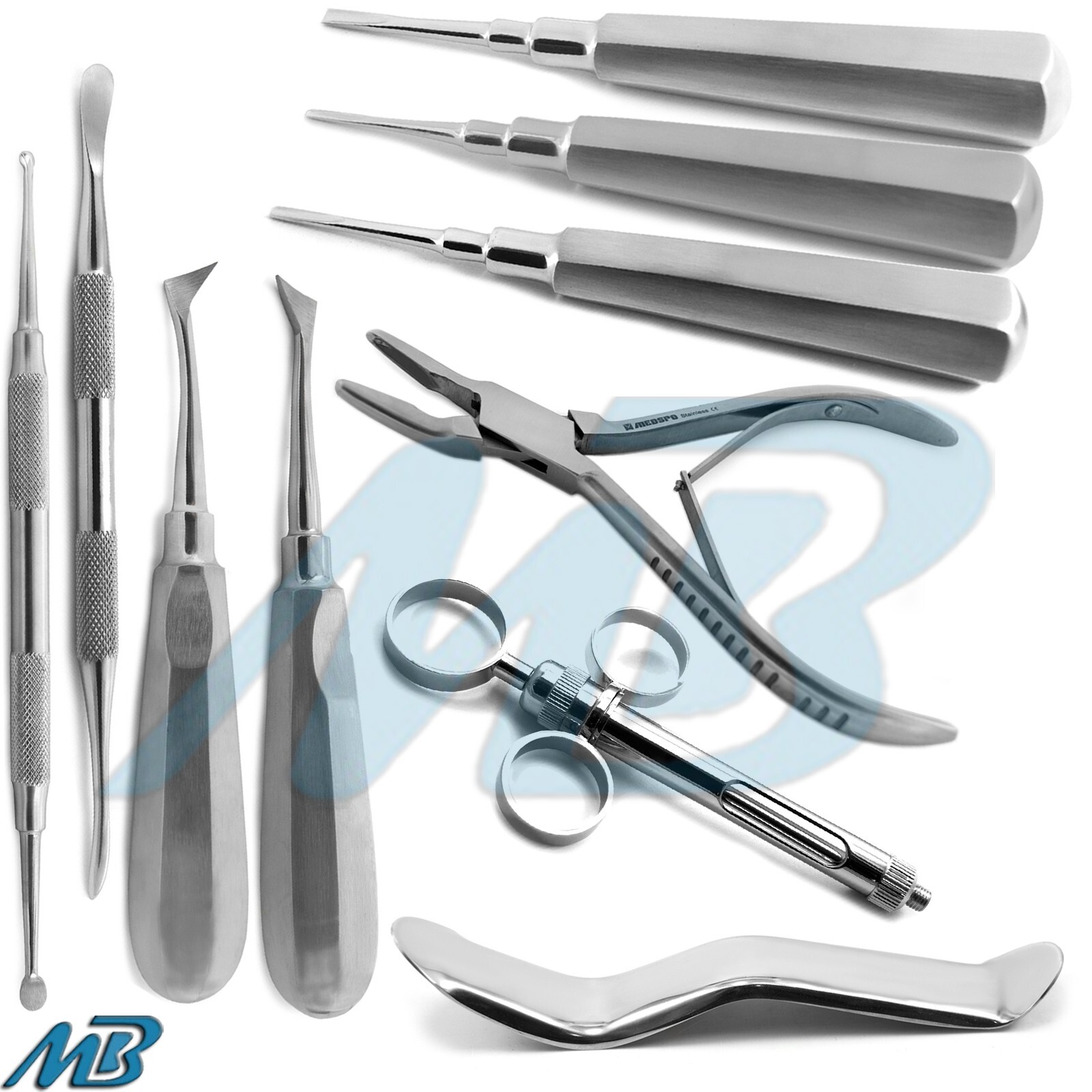10Pcs Basic Dental Extraction Kit Tooth Forceps Root Elevators Periosteal Molt-9