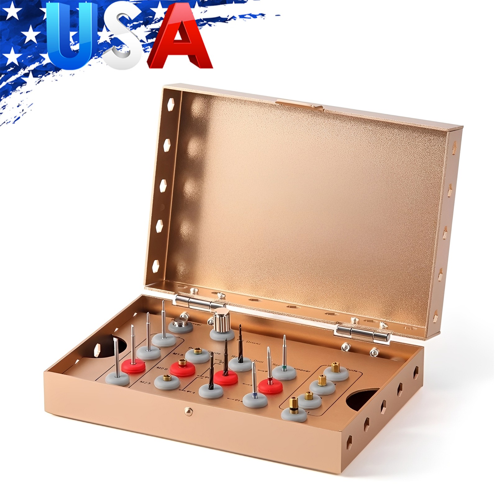 Dental Universal Implant Removal Kit Golden Box Broken Screws Extract Tool Set