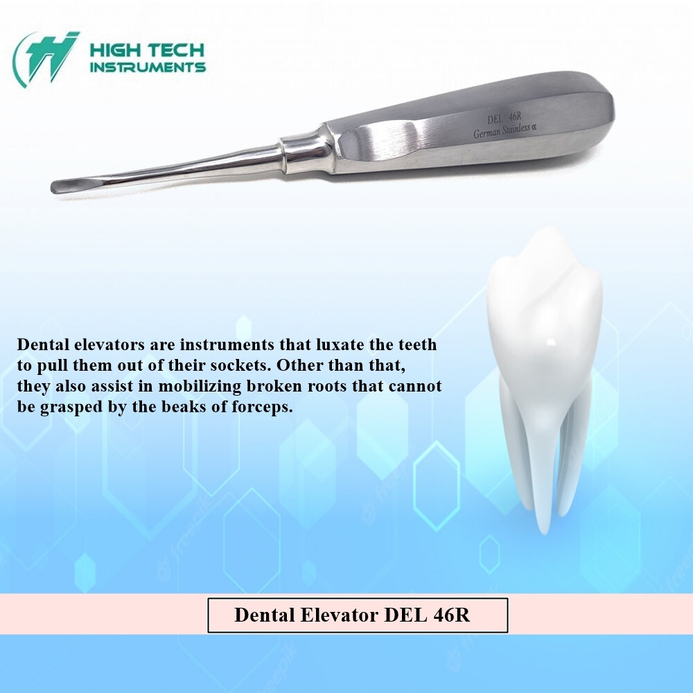 DEL 46R Surgical Dental Elevator Root Tip Luxating Tooth Extraction Tool