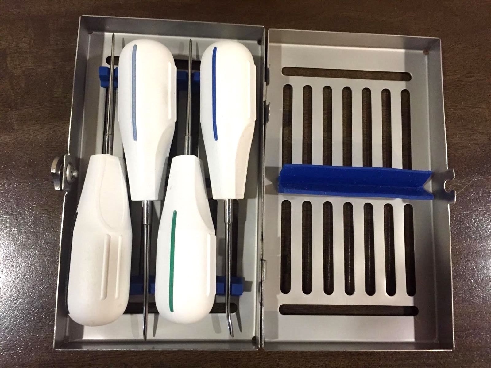 Dental Elevator Set of 4 Tooth Extraction Kit + Sterilization Cassette