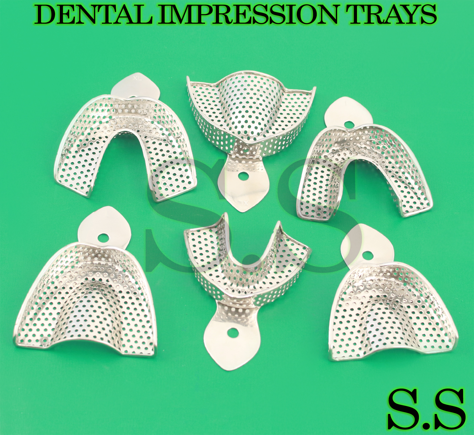 6pcs Dental Stainless Steel Impression Tray Bite Denture Instrument