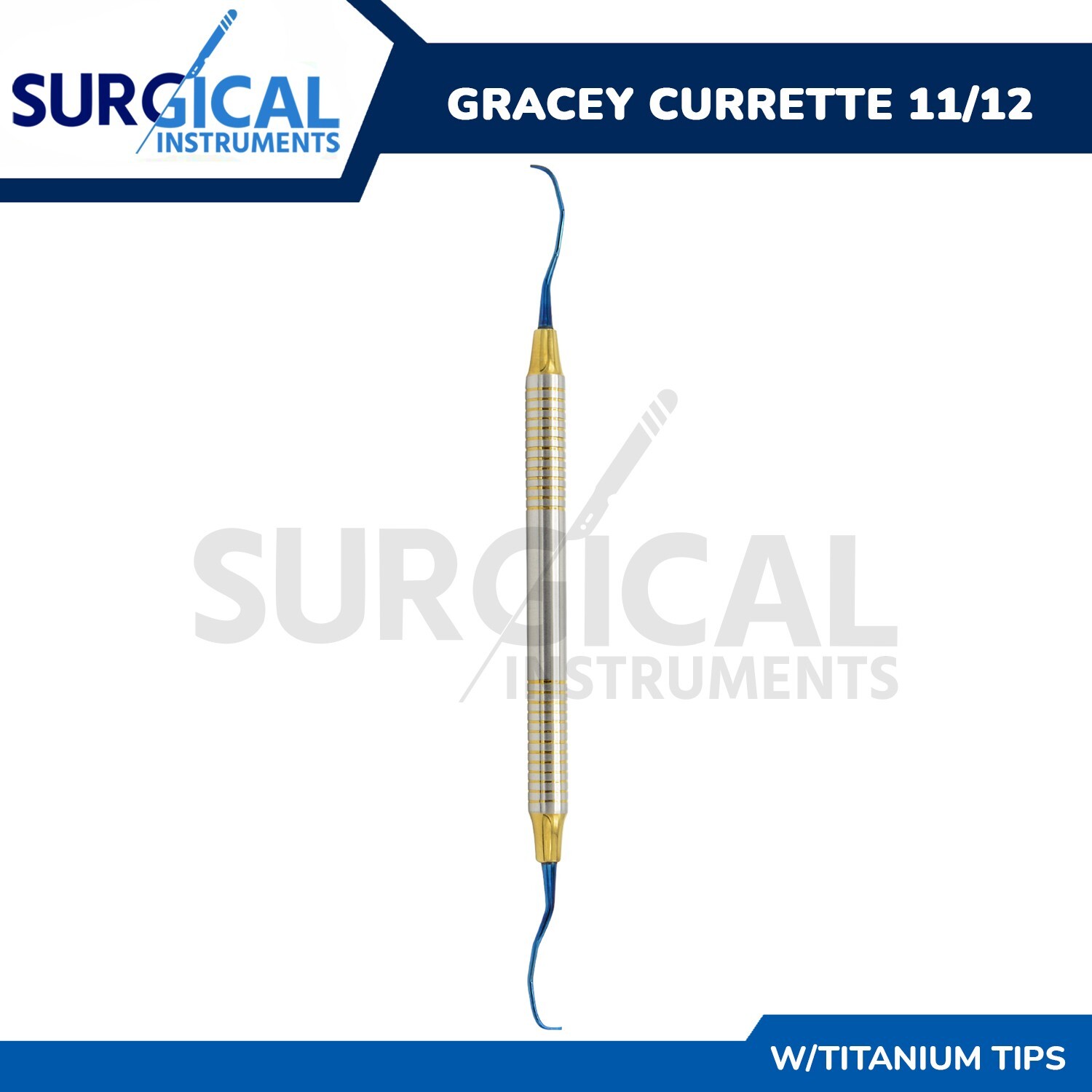 Dental Gracey Curettes 11/12 Titanium Coated Double Ended Hollow Handle