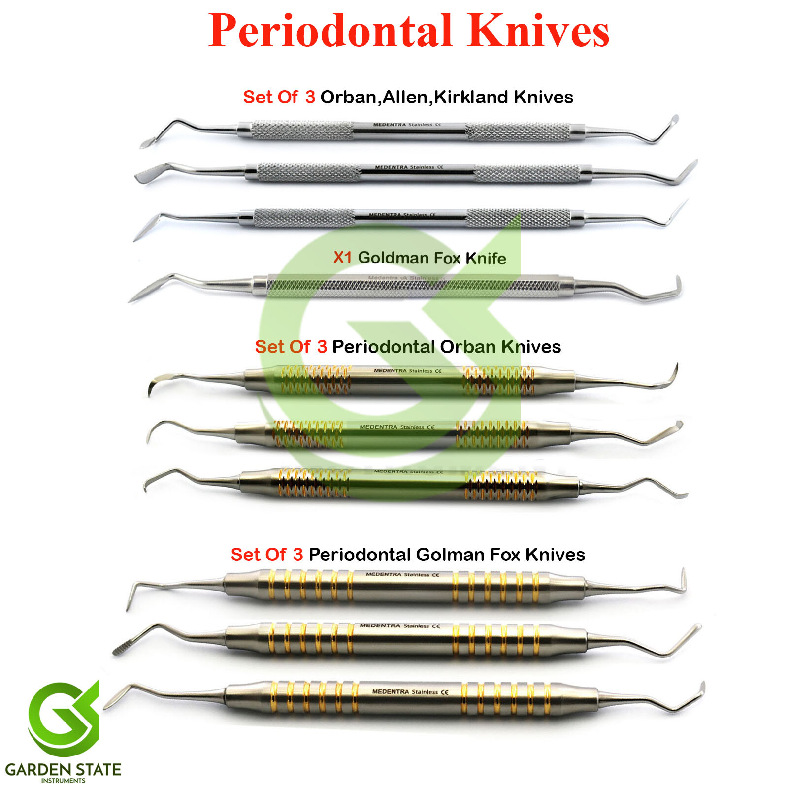 Periodontal Knives Orban, Kirkland, Goldman Fox Gingivectomy Gum Grafting Knife