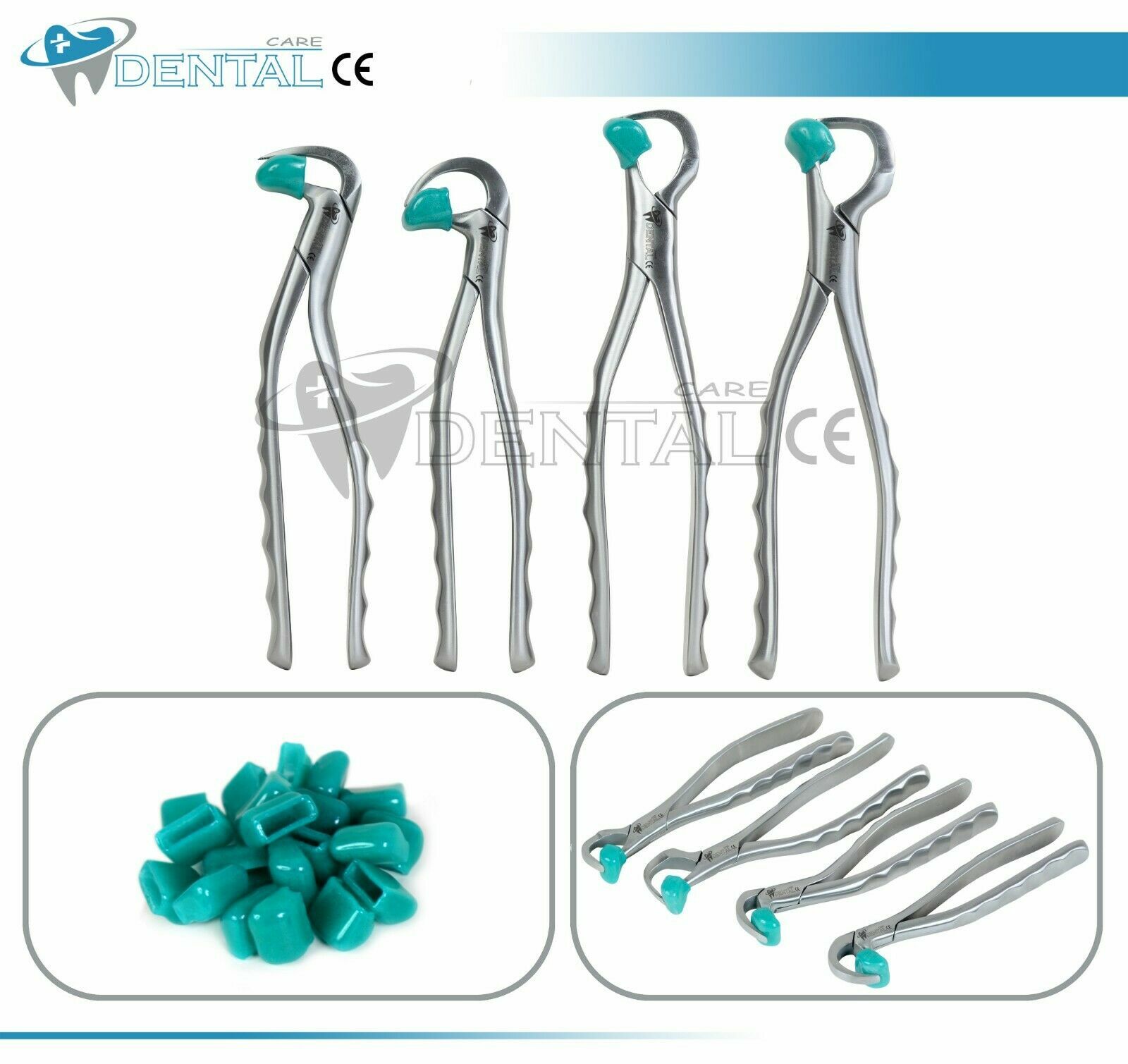 Authentic Dental Extraction Forceps Standard Series Set of 4 Pcs 20 Bumpers Free