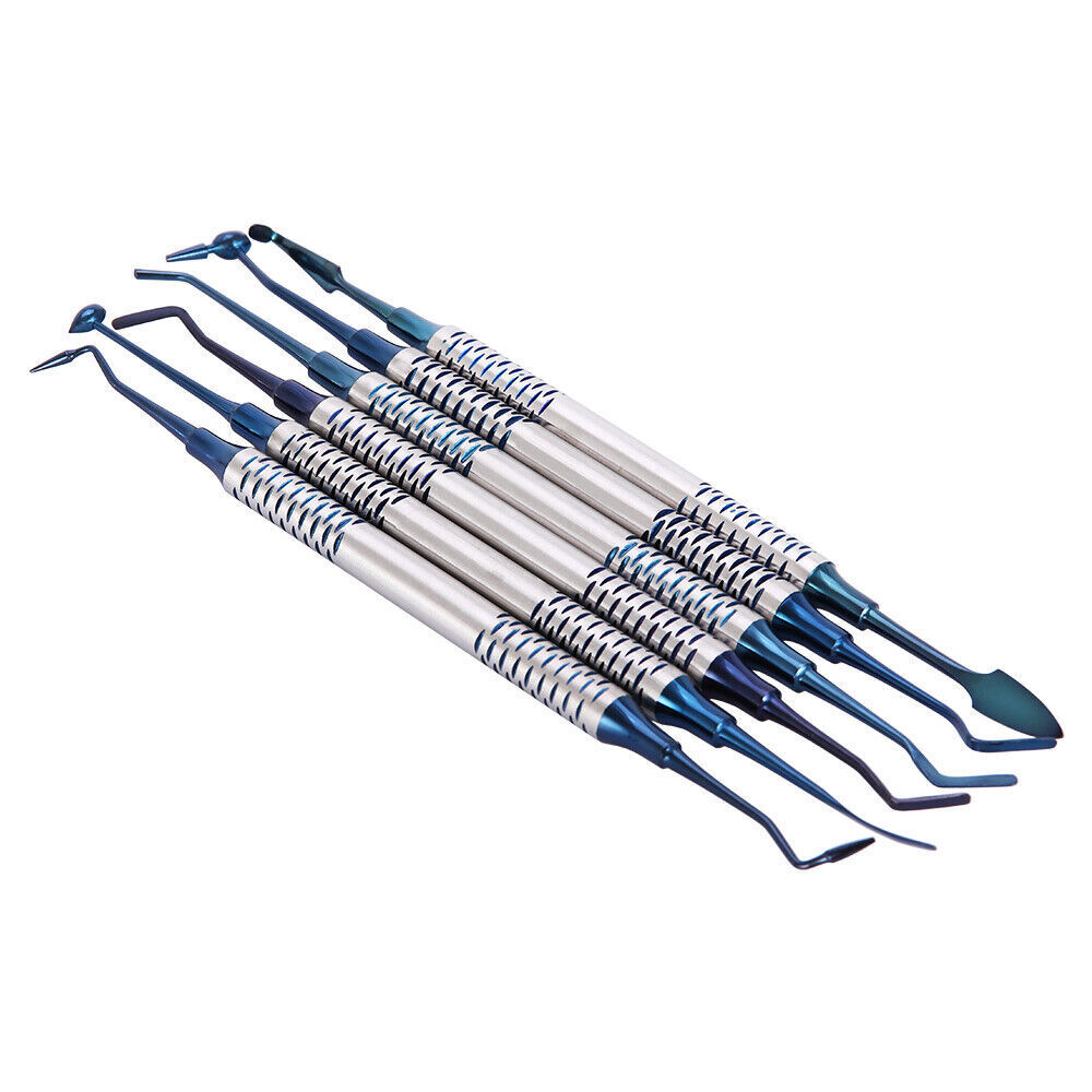Dental Composite Filling Instrument Gold/Blue Titanium Coated Restorative Kit