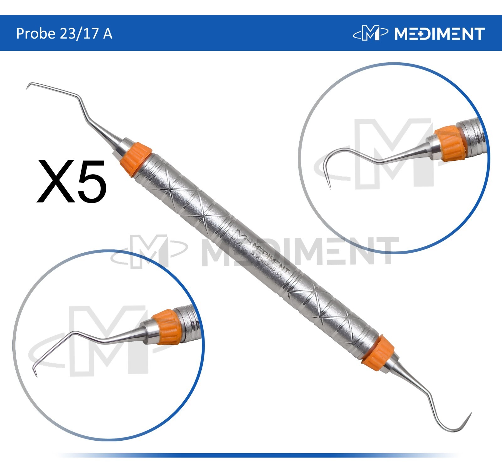 New 5 X Double Ended Probe 23/17A Dentistry Dental Examination Explorer New