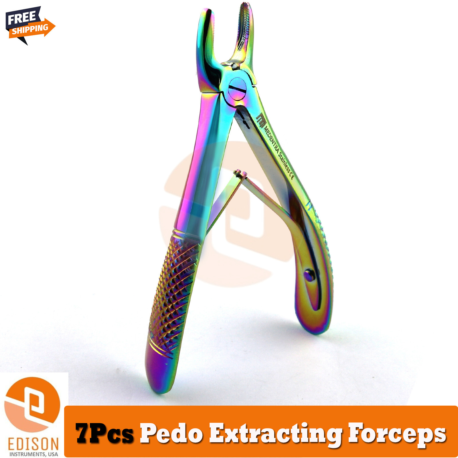 Dental Kid Tooth Extraction Forceps 7 Pcs Multicolor Pedo Extracting Forceps