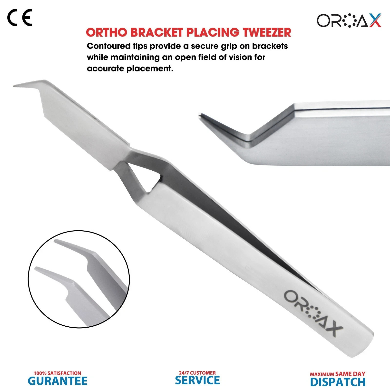 3Pcs Bracket Placement Tweezer 4.5″ Narrow Tips | Dental Direct Bracket Forceps