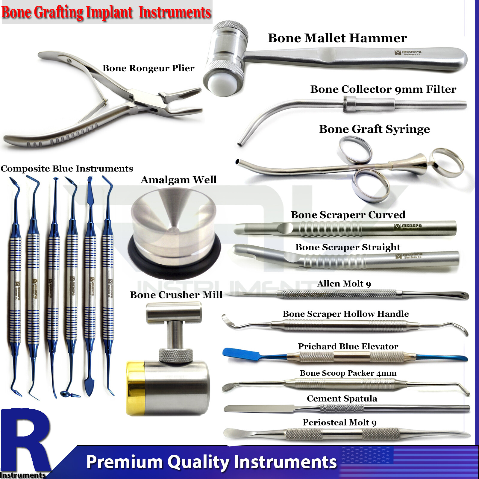 Bone Grafting Instruments Surgical Orthopedic Implants Bone Collector Filter Set
