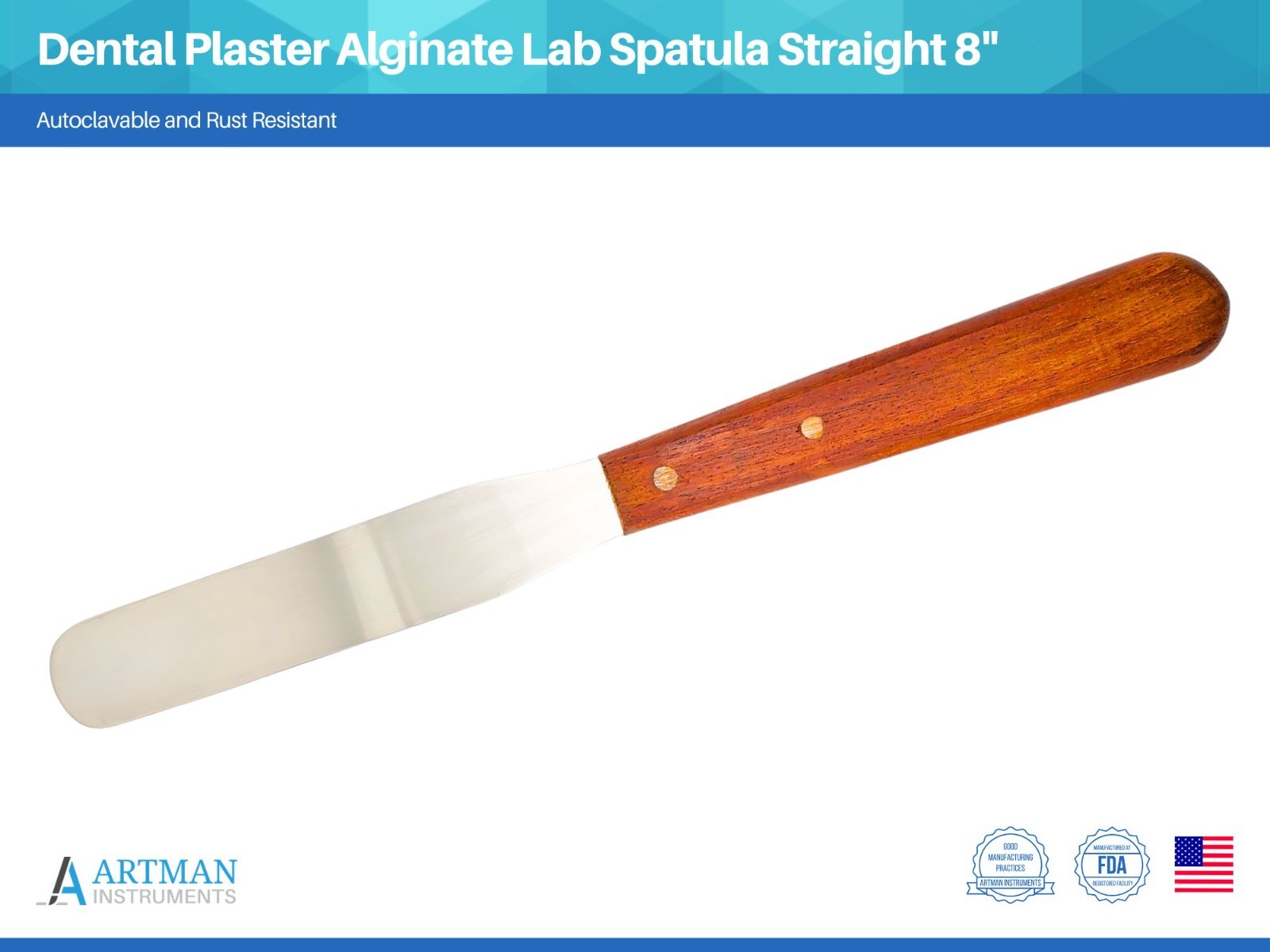 Dental Alginate Spatula 8″ Straight – Stainless Steel Dental Mixing Spatula