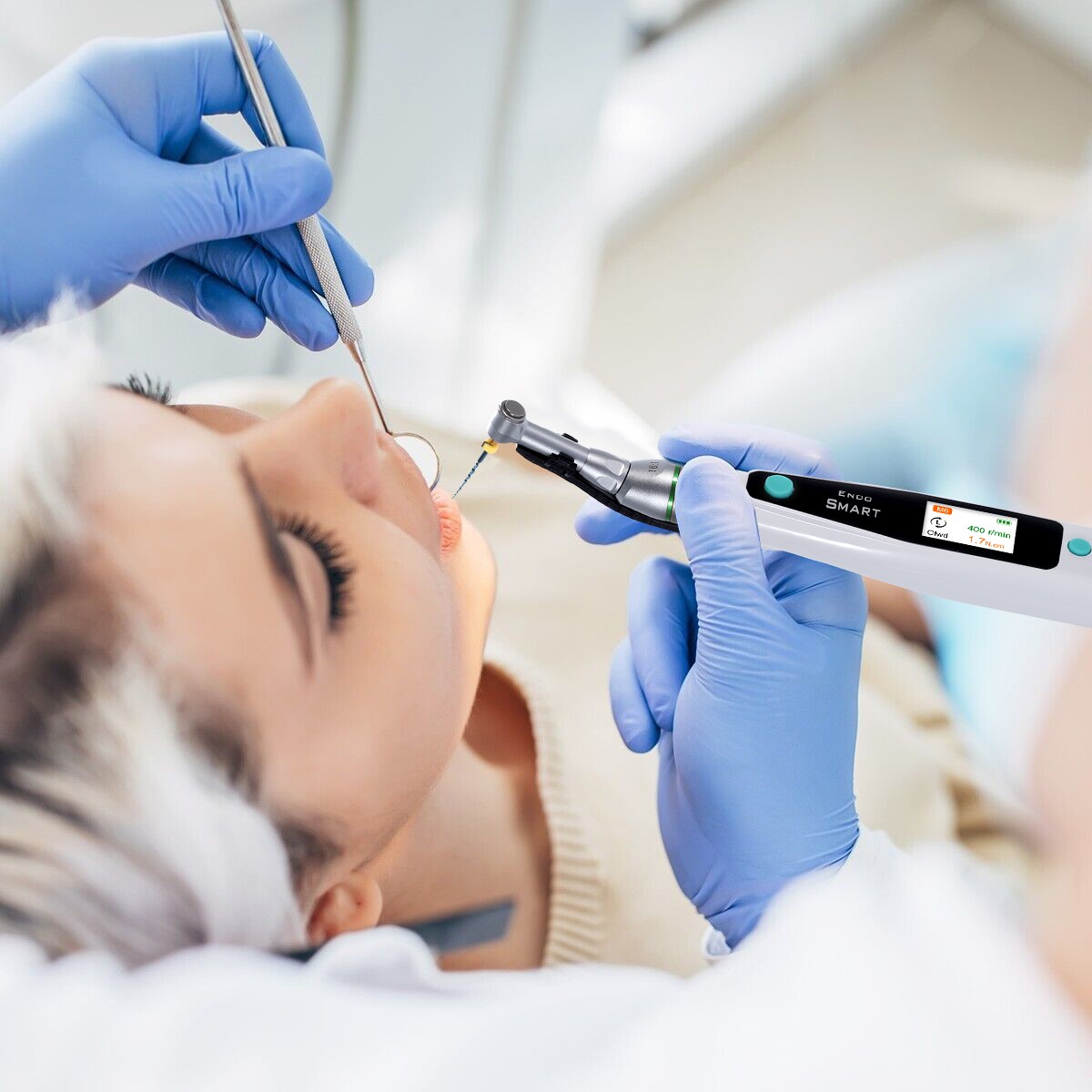 ST-NEW Endodoncia Endo Motor 16:1 Contra Ángulo LED Cabeza de Piez INALÁMBRICO A