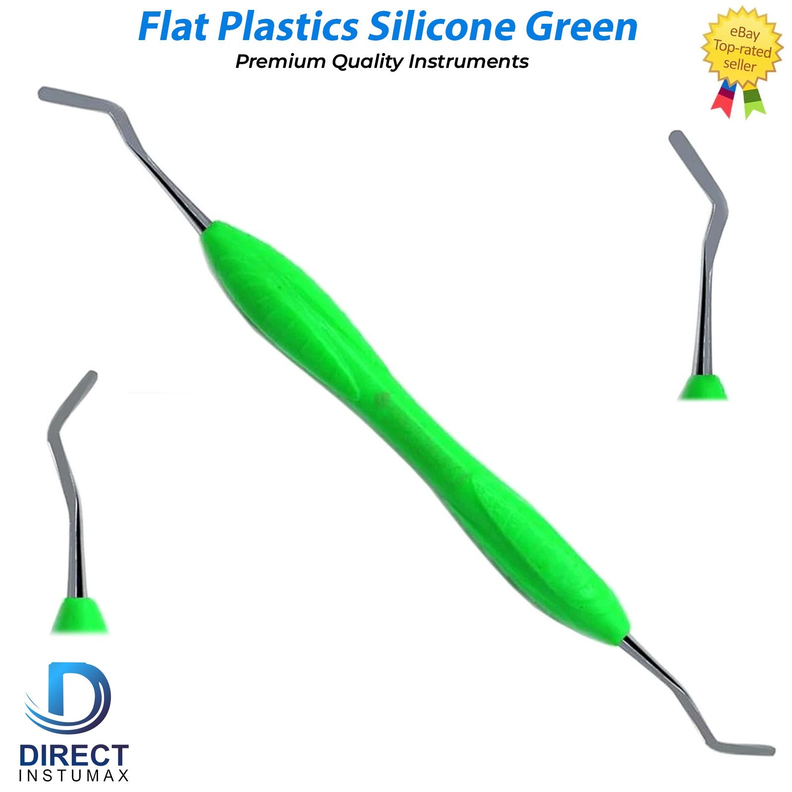 Dental Flat Plastic Composite Filling Instruments Green Silicone Handle