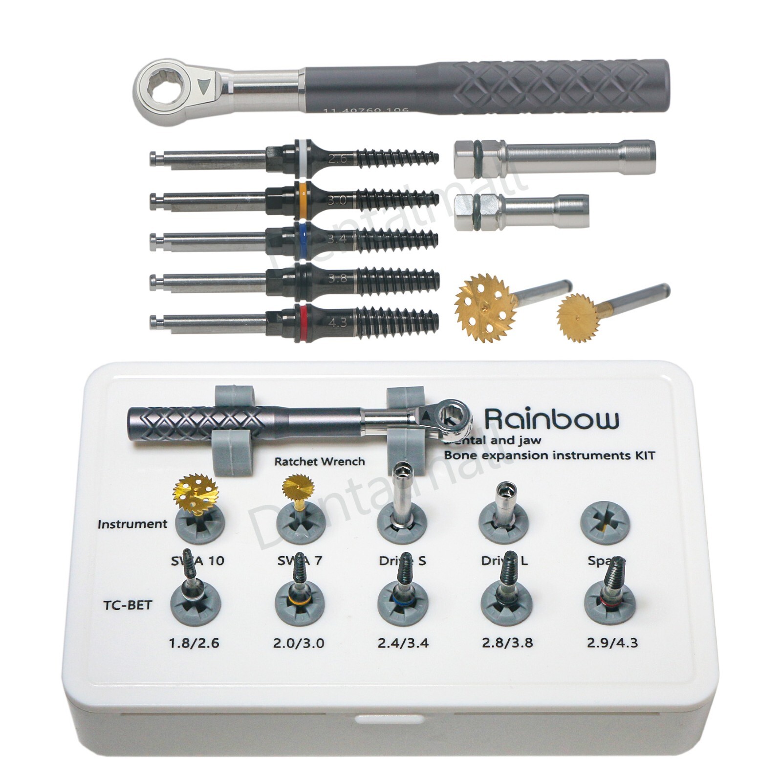 Dental Jaw Bone Expansion Kits Cutting Saw Disk Ratchet Drivers Wrench