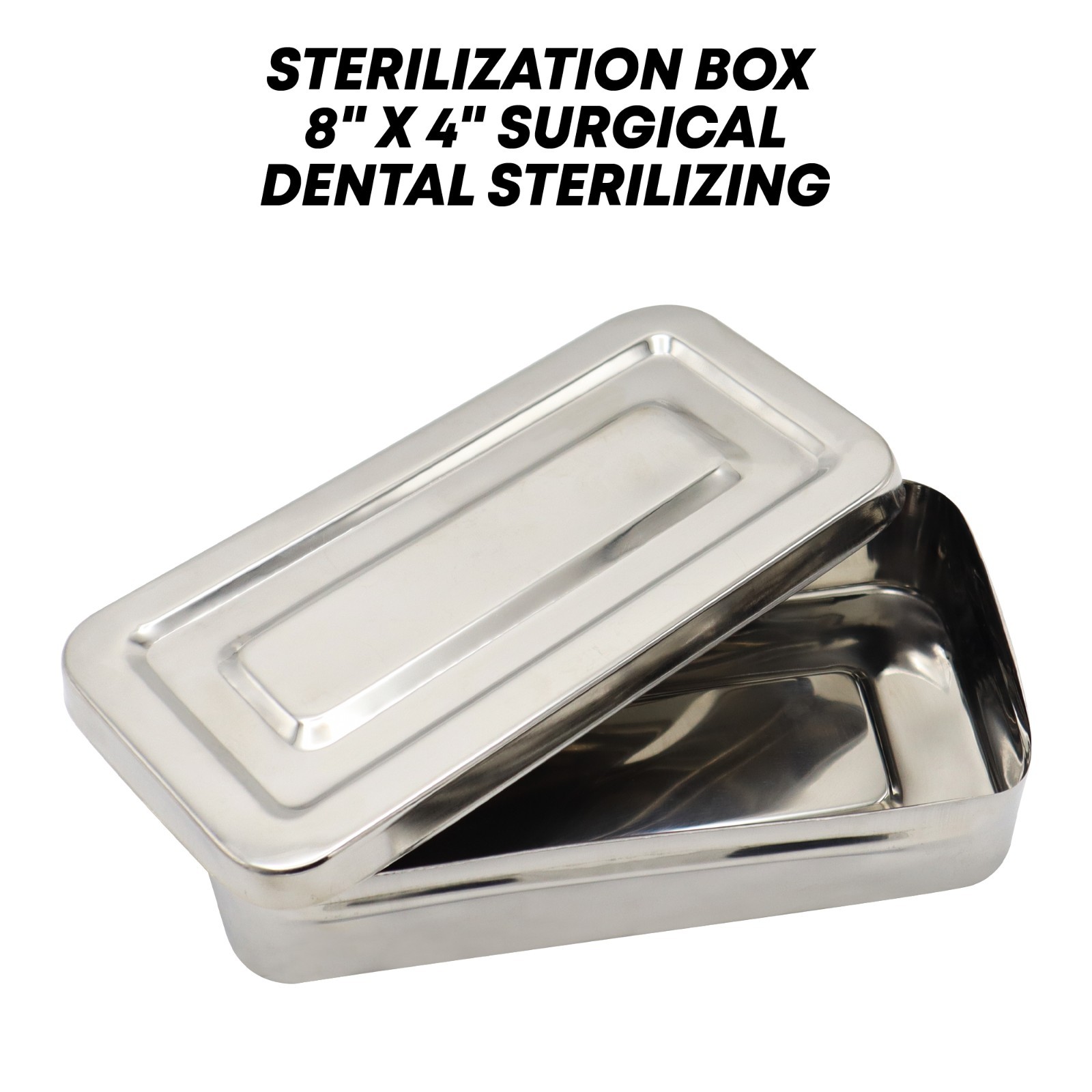 Sterilization Box 8″ x 4″ Stainless Steel Dental Tray Surgical Instruments