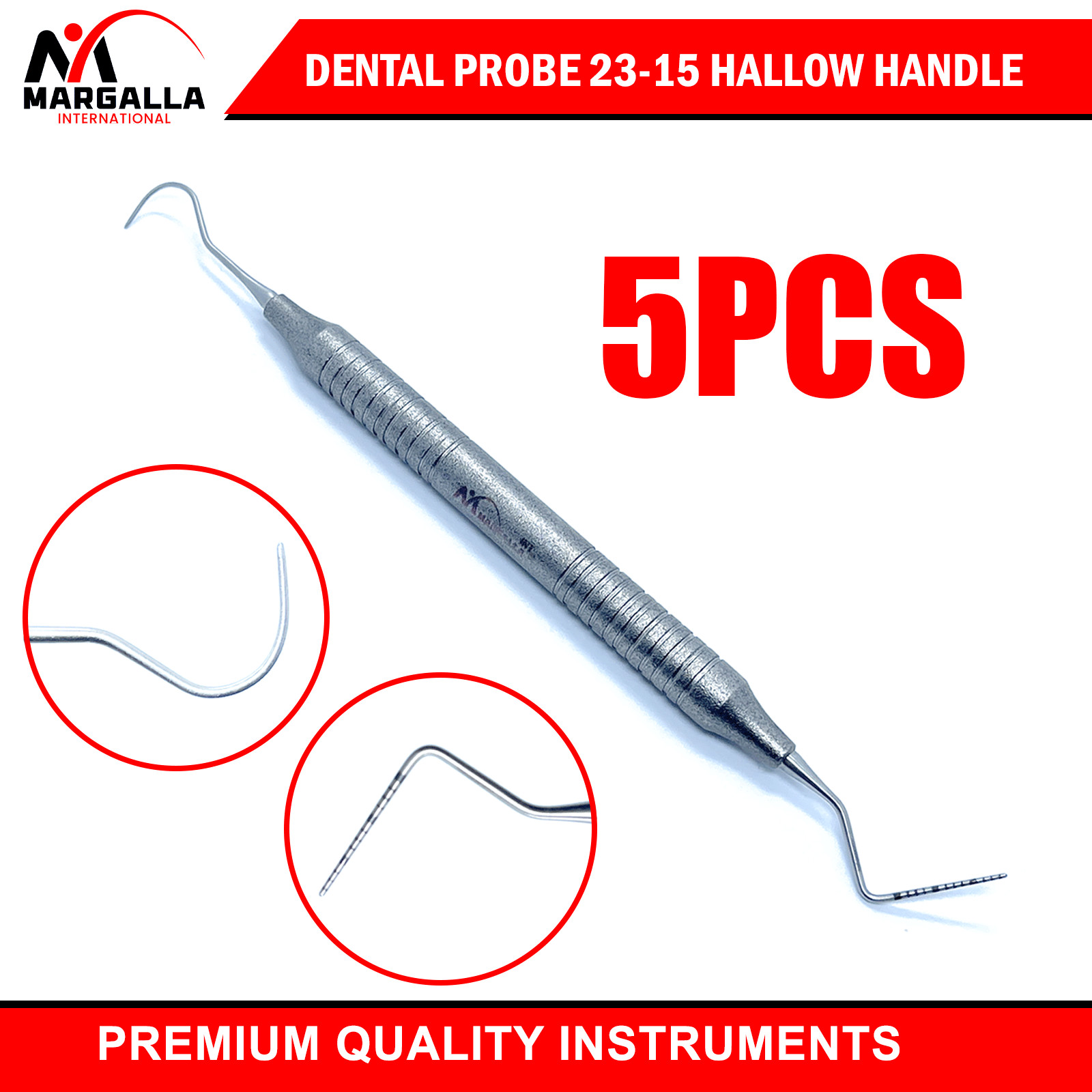 Dental Explorer 23 Probe UNC 15 Hallow Handle Color Marking Double Ended 5PCS