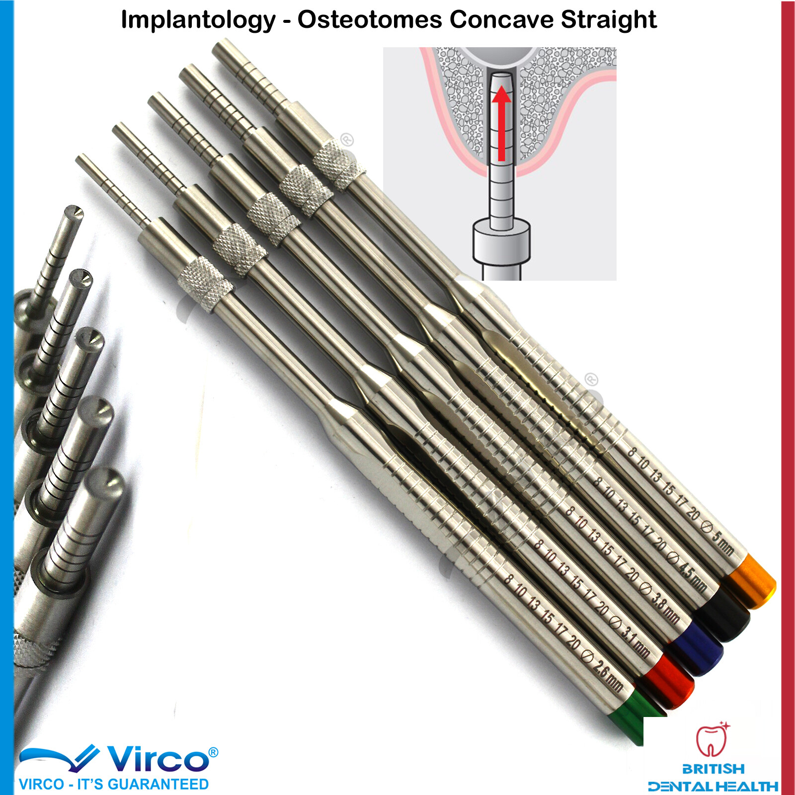 Osteotomes Sinus Lift Elevators Mallet Dental Implants Bone Surgery Kit 15Pcs