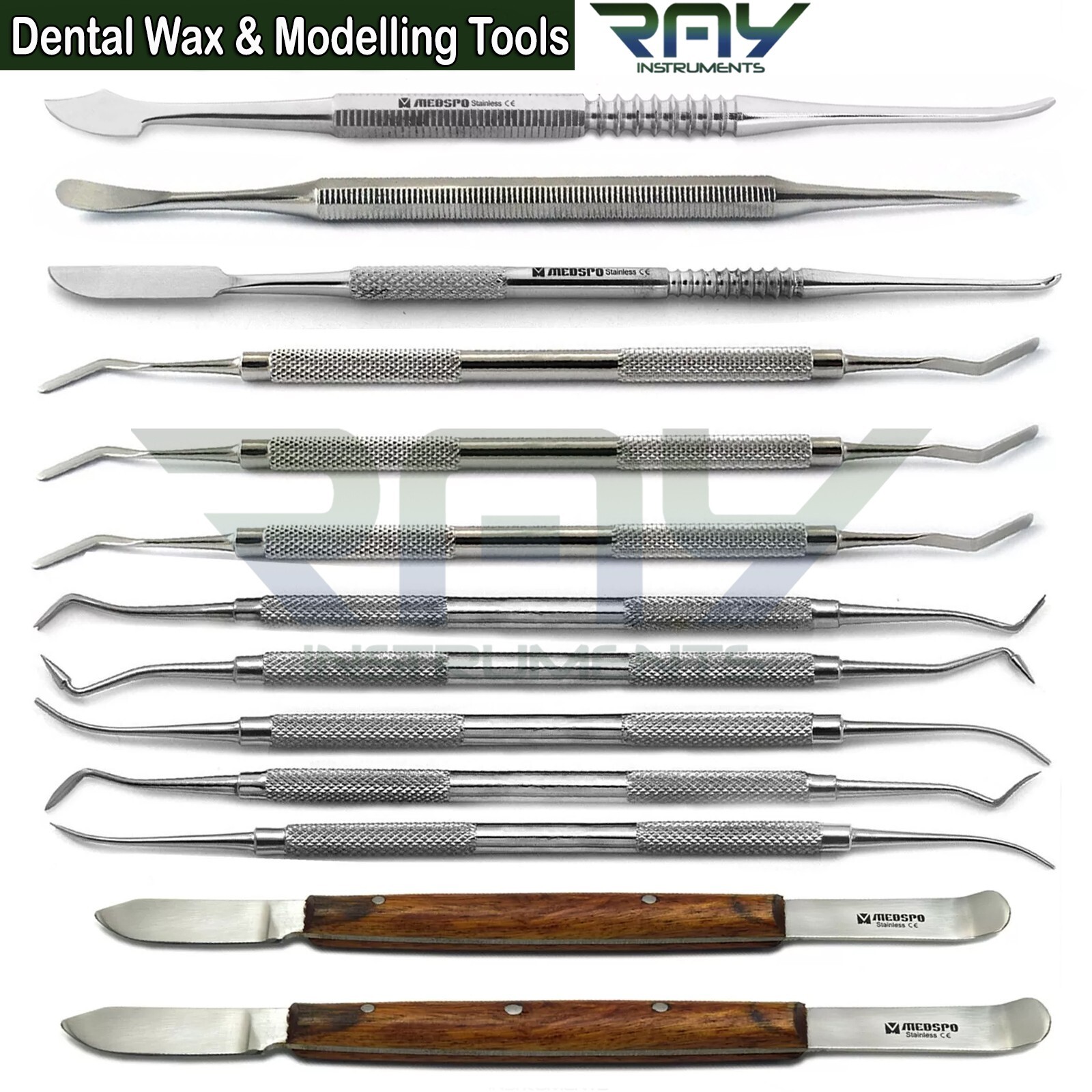 13 Pcs Dental Laboratory Wax & Modelling Carvers Mixing Spatula Fahen Knife