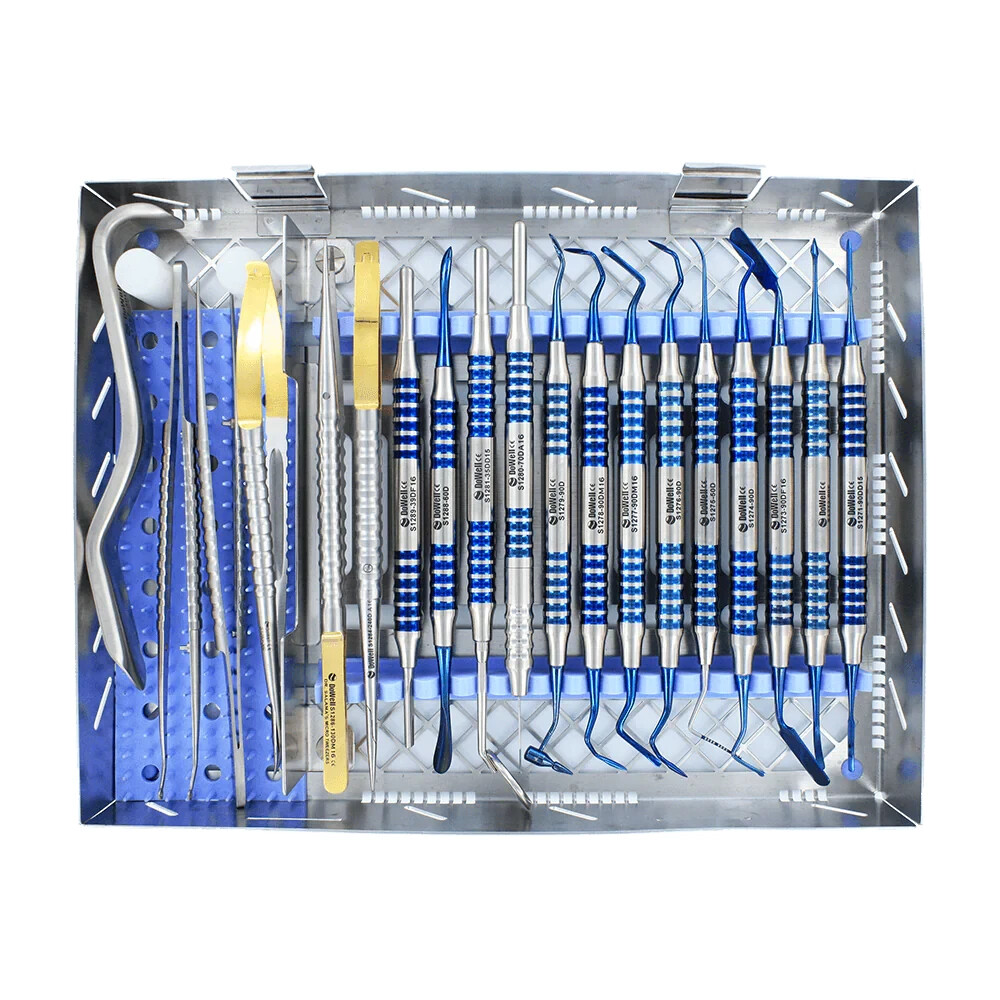 Periodontal Micro Surgical Full Kit 20pc-Blue Titanium K1004