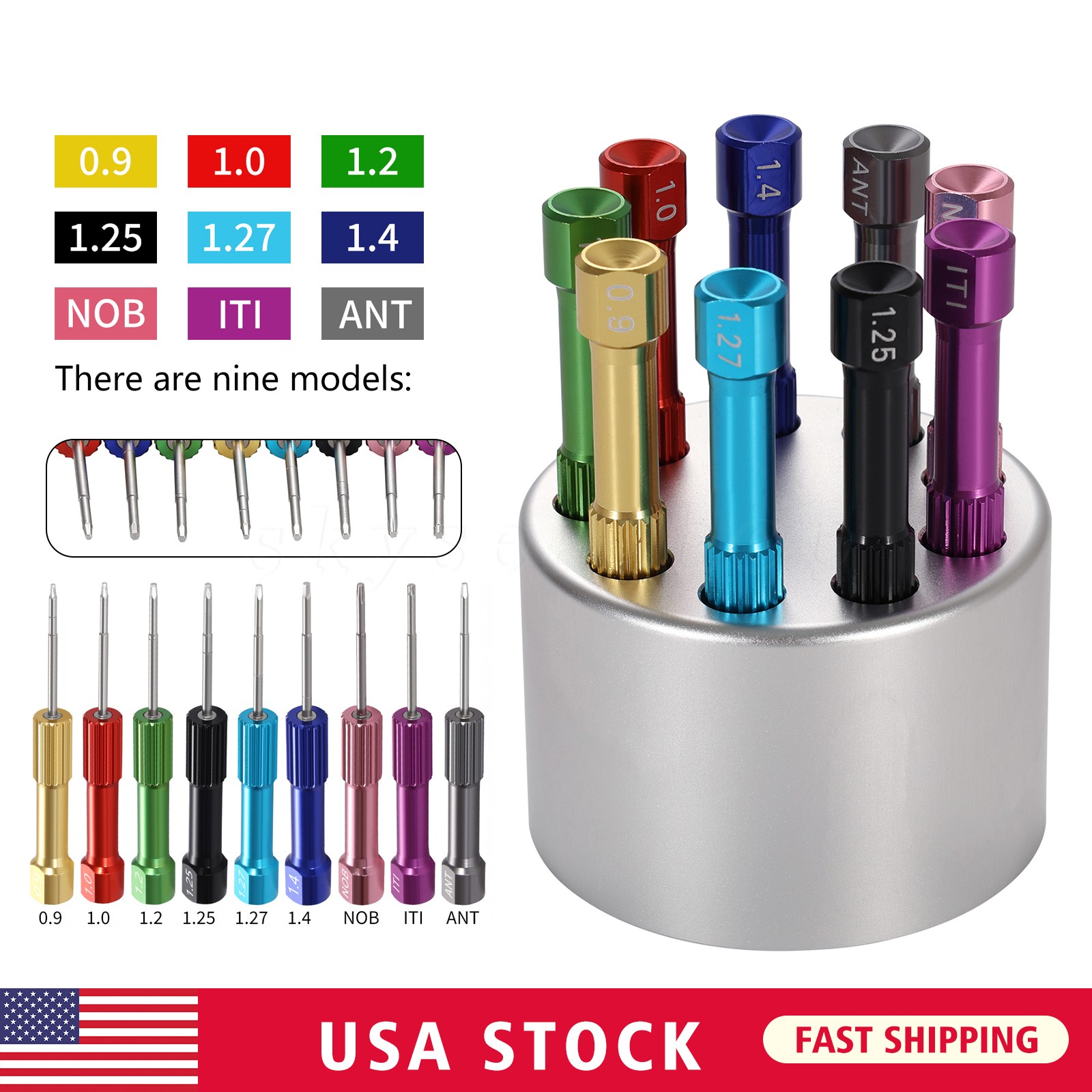 Dental Implant Screw Driver Kit Lab AST 3i NOB Implant Tools 9 PCs Set & Holder