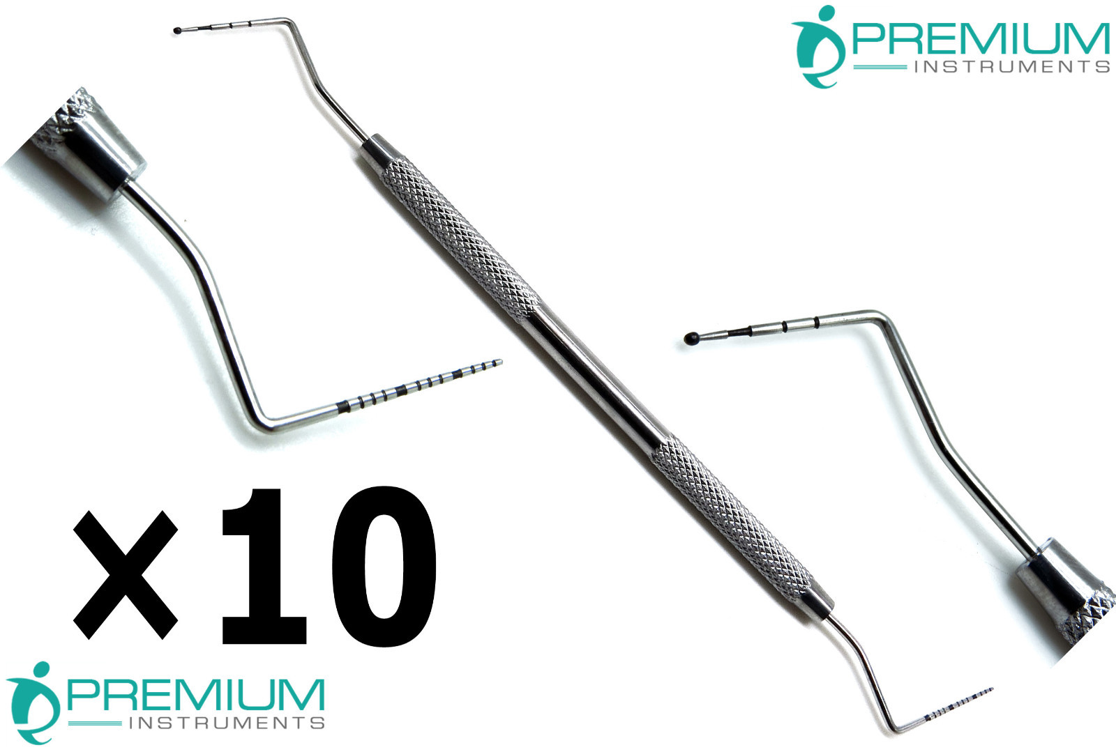 10 Pcs UNC 15/11.5B Probe Color Coded Dental Double Ended Premium Instruments