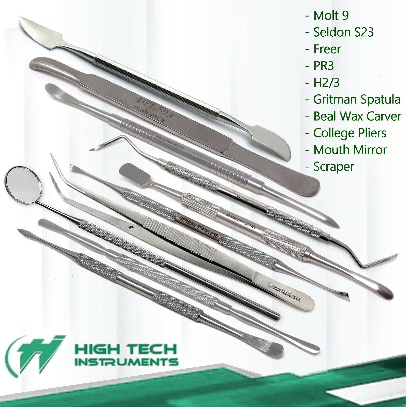 10 Periosteal Elevators Set Surgical Dental Instruments Stainless Steel