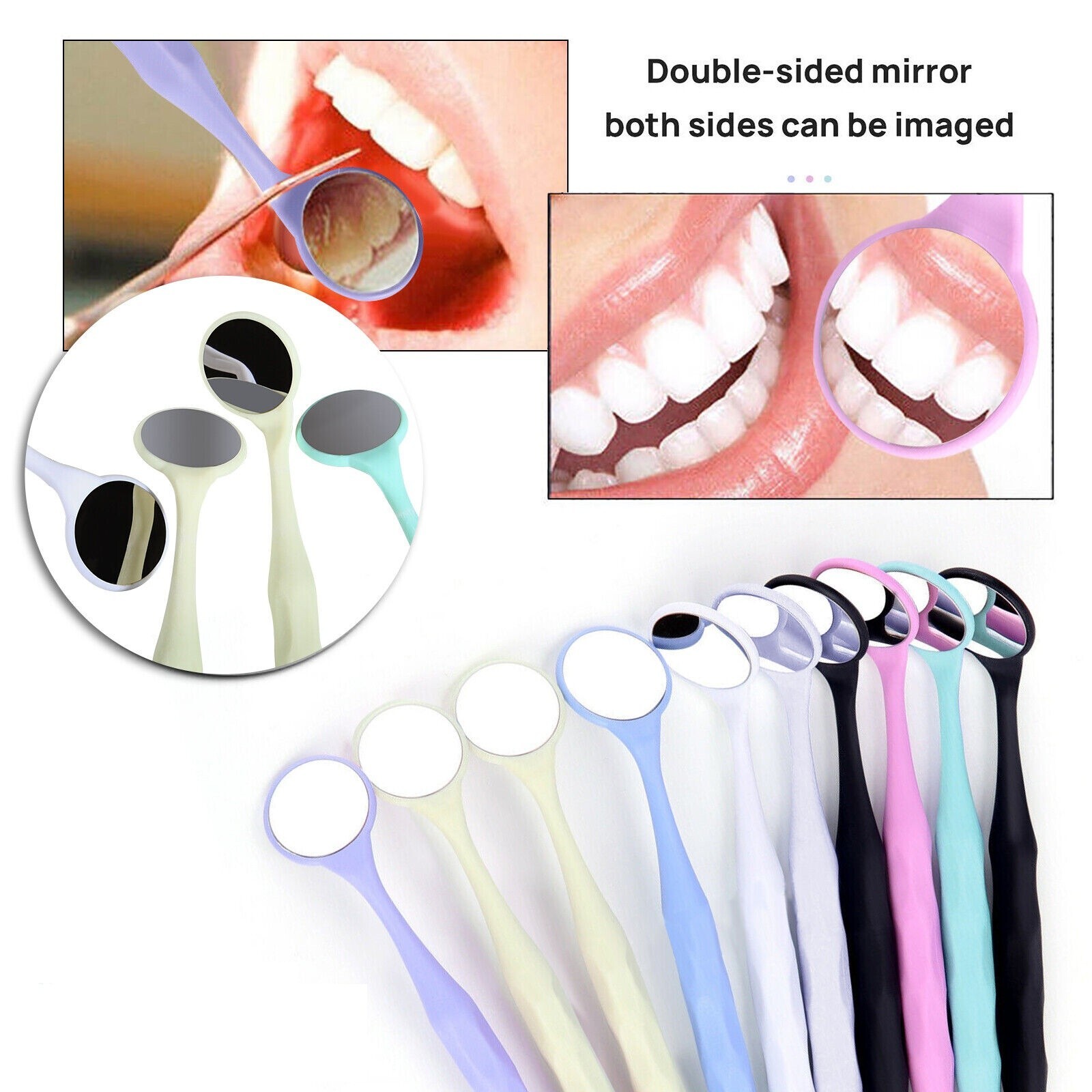 10x Dental Anti-fog Mouth Mirror Single/Double Sided Oral Exam Reflector Mirrors