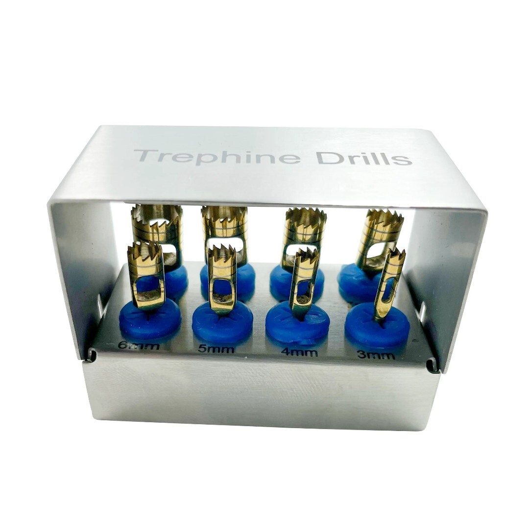 DENTAL TREPHINE DRILLS KIT 8 PCS BUR HOLDER SURGERY