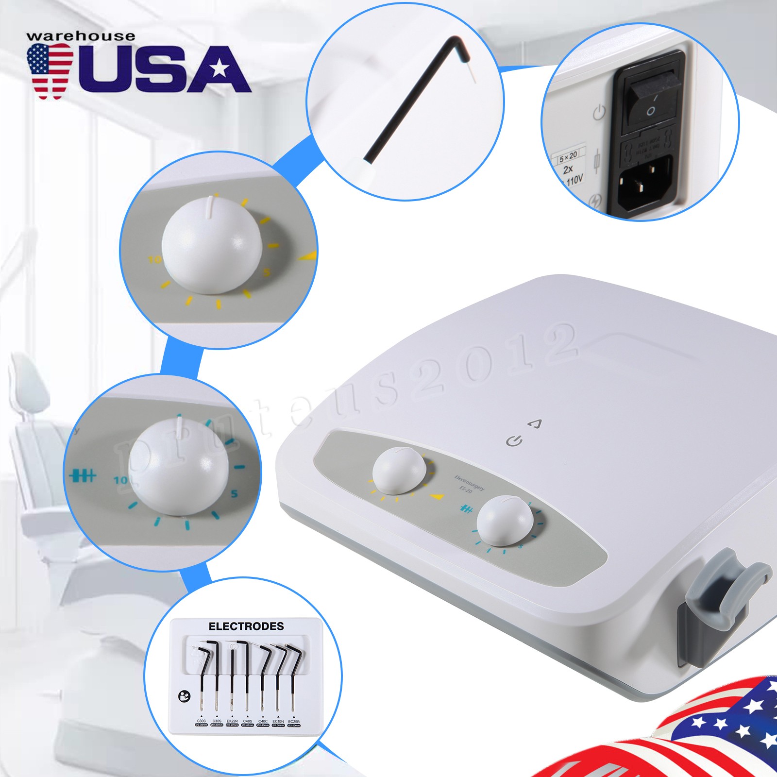 110V NEW Electrosurgery Dental Vet Cutting Unit w/7 Electrode Tips