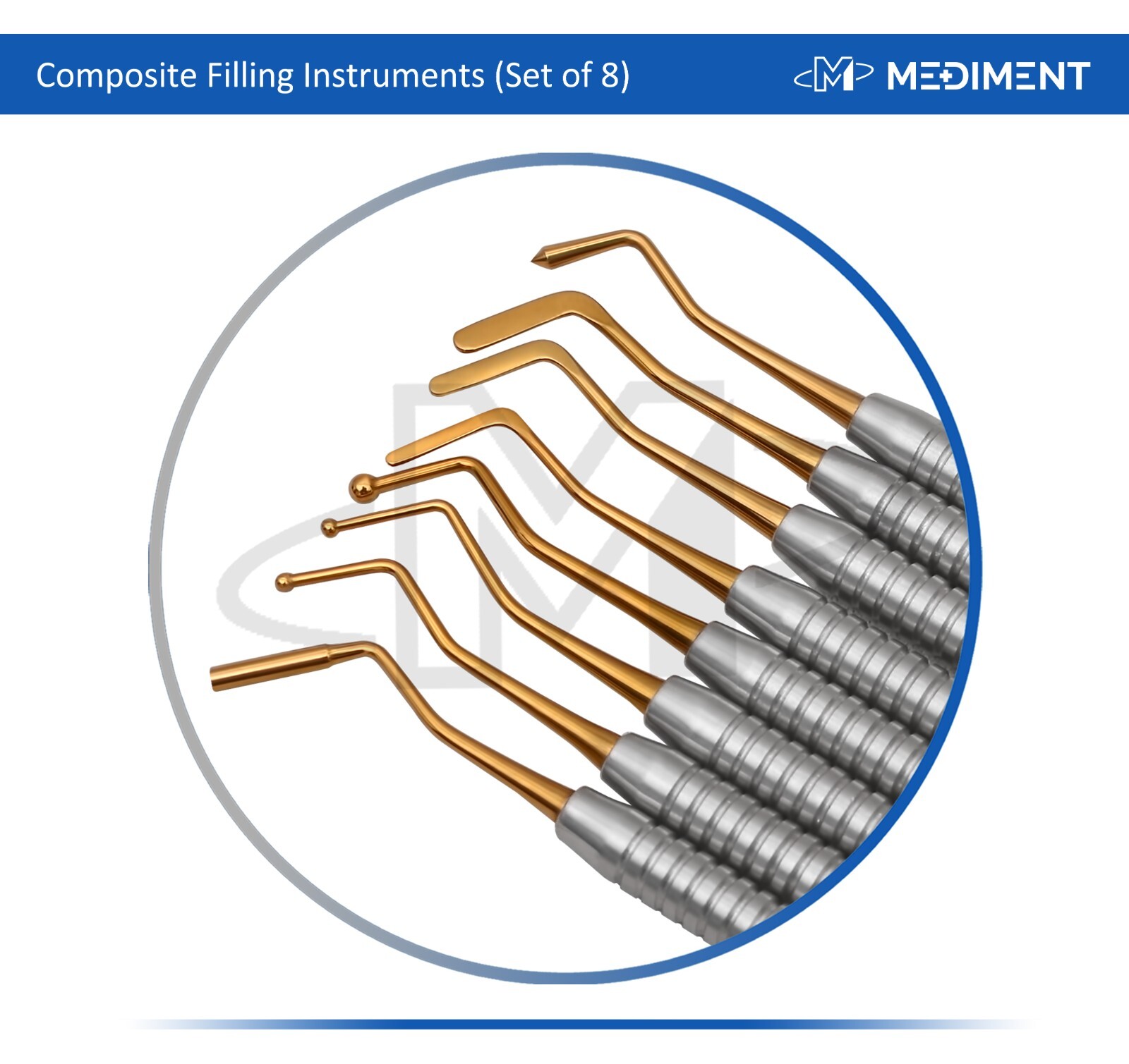 8 Pcs Dental Composite Filling Instrument Gold Titanium Coated Restorative Kit