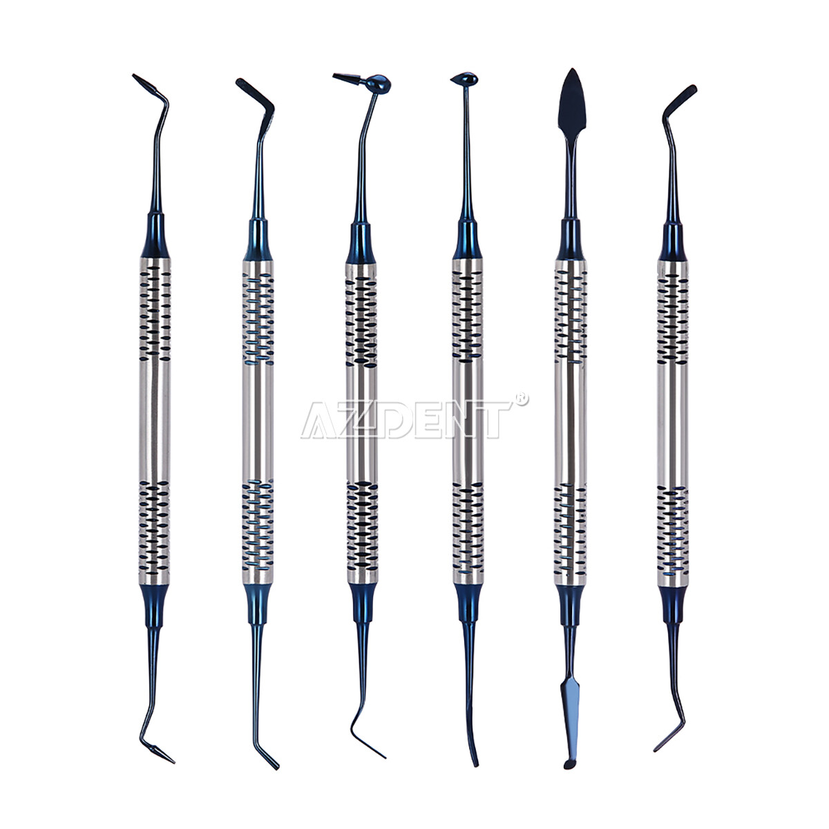 Dental Composite Filling Instrument Gold/Blue Titanium Coated Restorative Kit