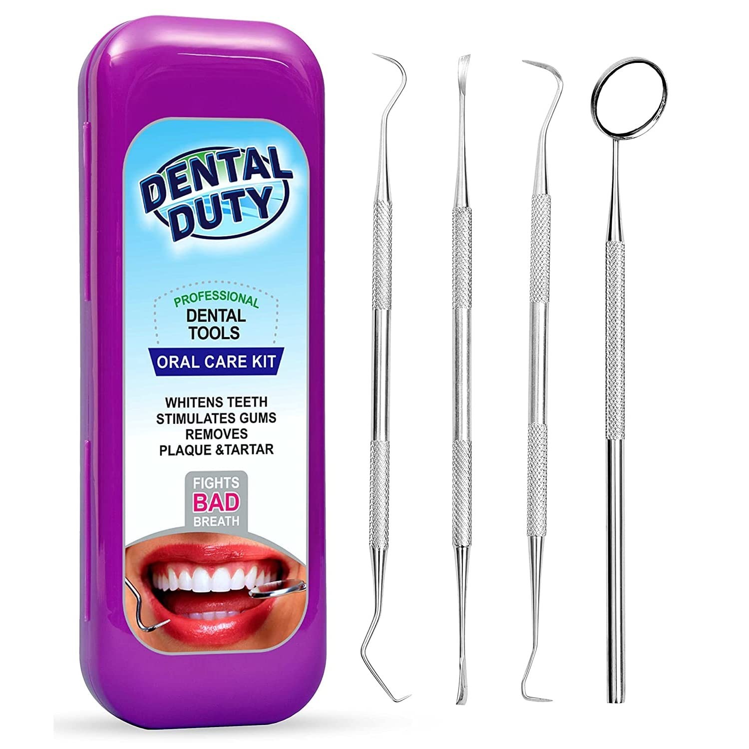 Dental Cleaning Tools Kit – Stainless Steel Plaque Remover, Teeth Scraper & Mirr