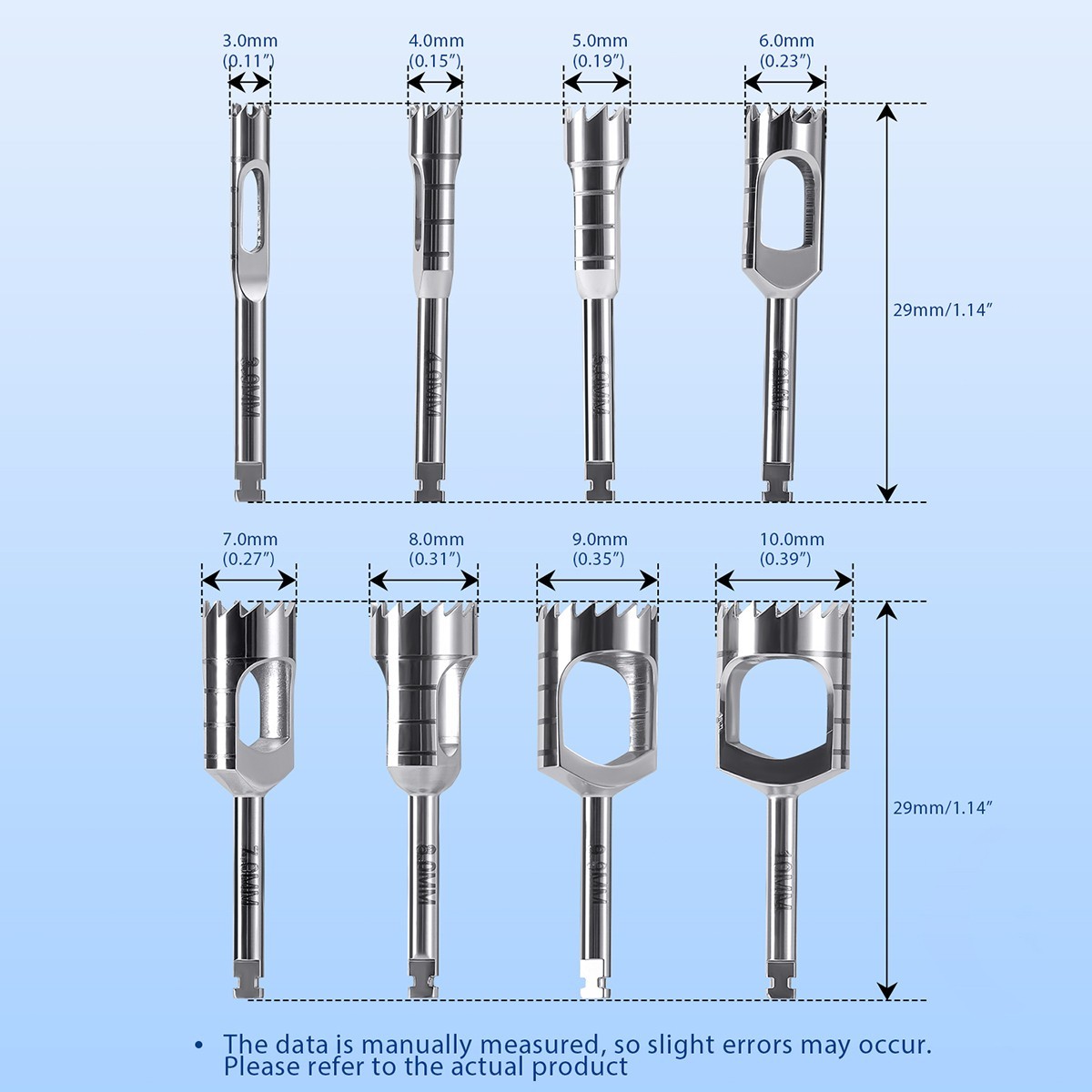 8Pcs AZDENT Dental Implant Bone Trephine Drill Surgical Instrument Short Type