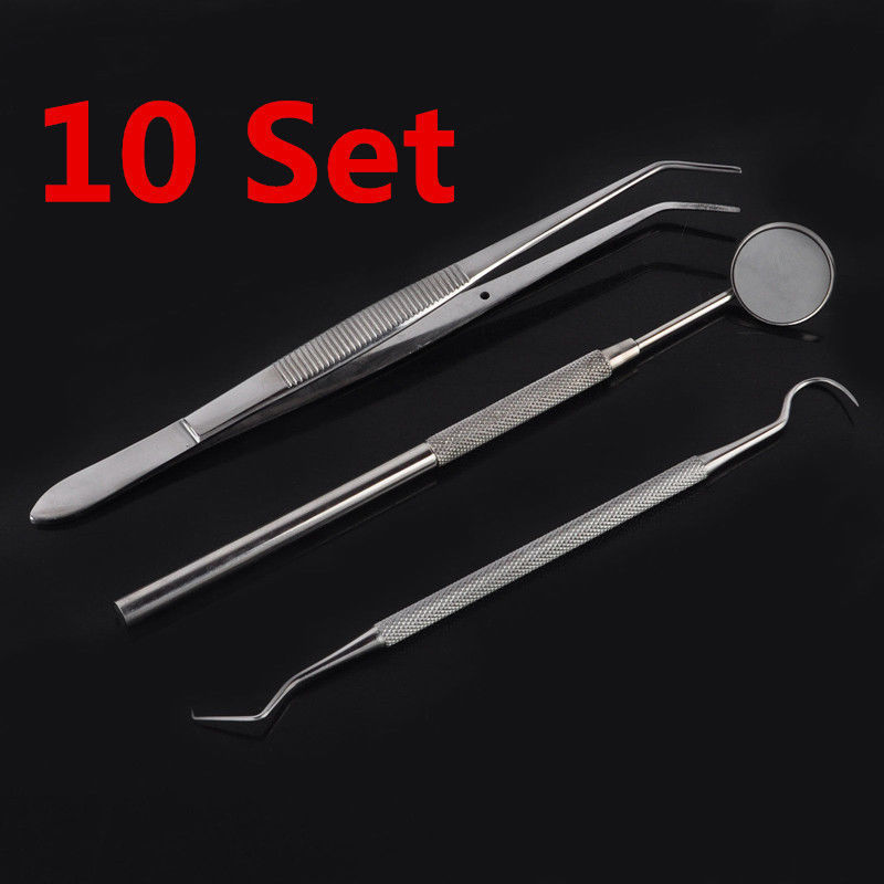 NEW 10 Sets 30pcs Basic Dental Instruments Set Mirror Explorer C. Plier